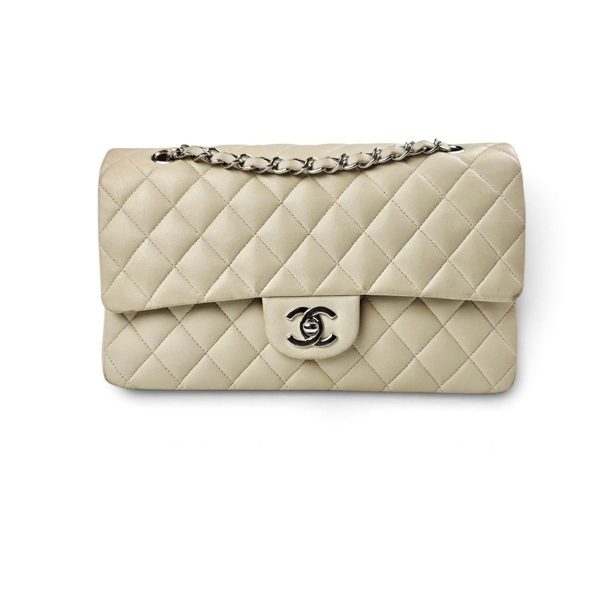 Chanel 11.12 Classic Medium Double Flap White Lambskin