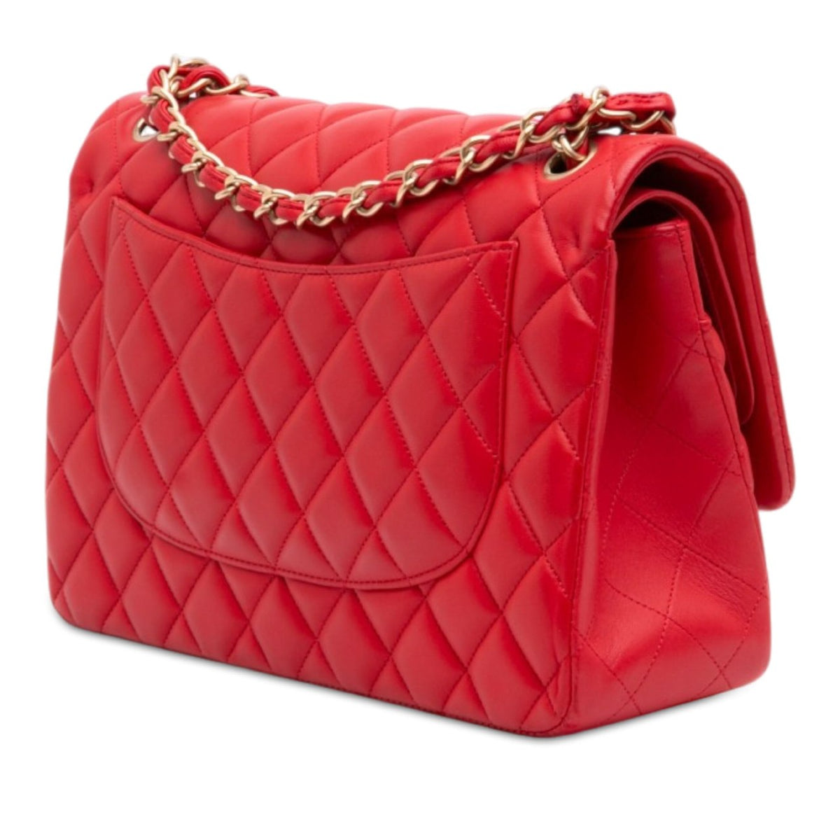 Chanel Jumbo Classic Lambskin Double Flap Red Golden Hardware