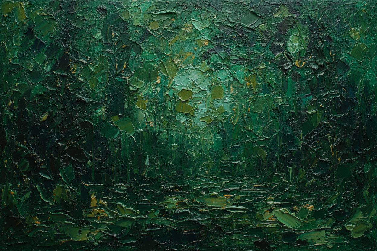 Oil painted forest green background very materic style 