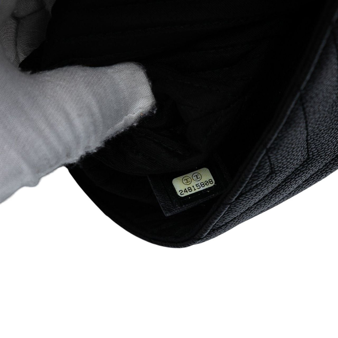 Chanel Envelope Clutch Chevron Black Caviar Leather