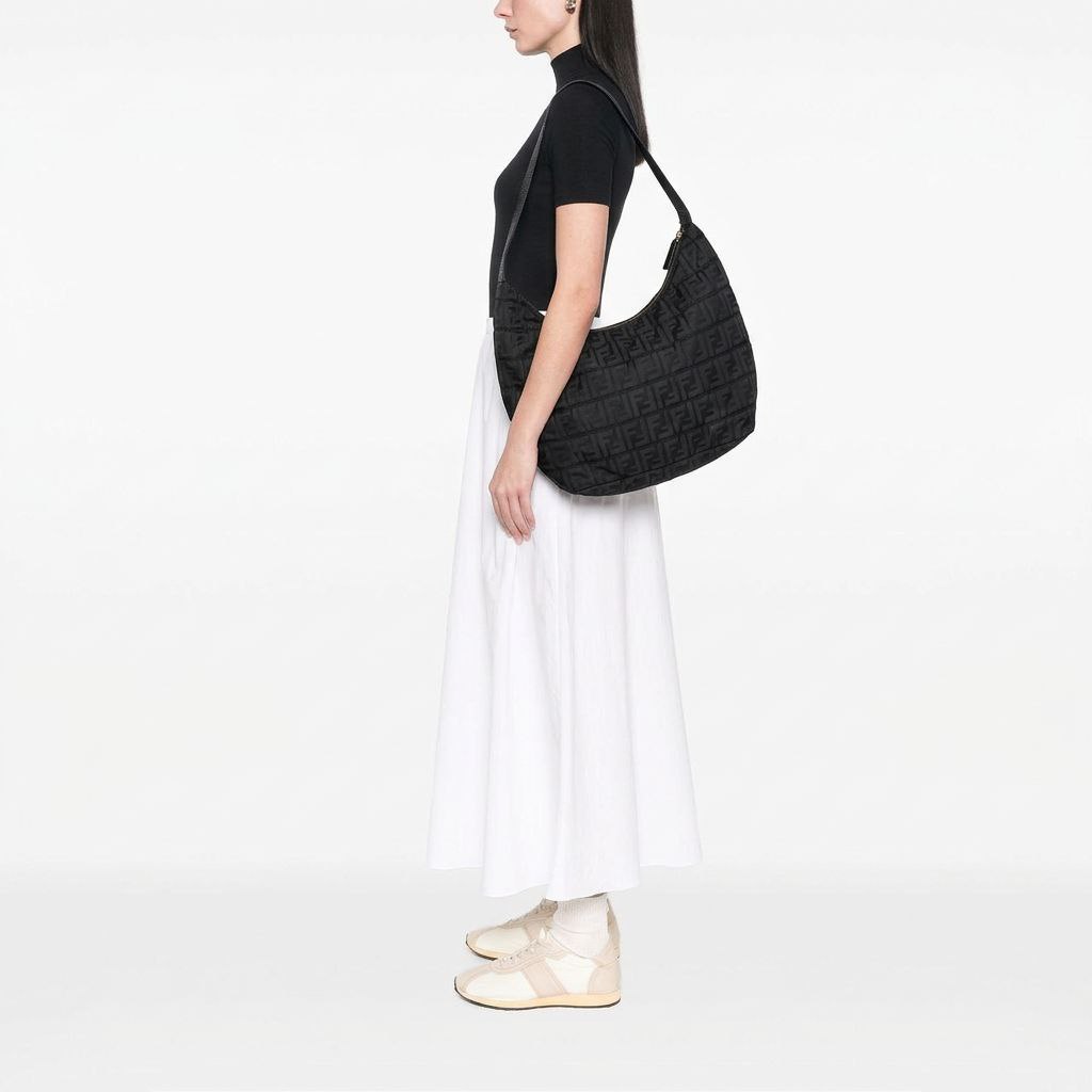 Fendi Hobo Black Nylon Zucca