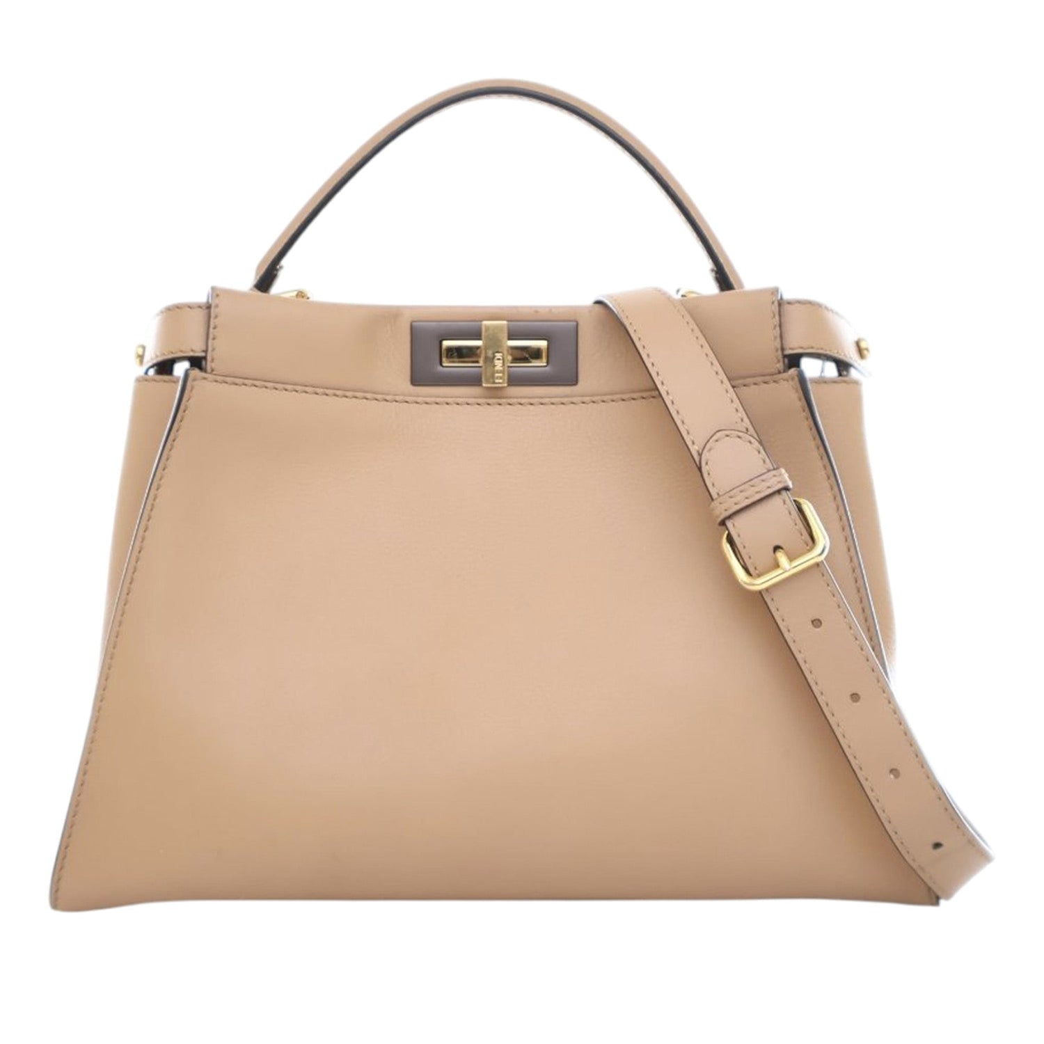 Fendi Medium Peakaboo Beige Leather