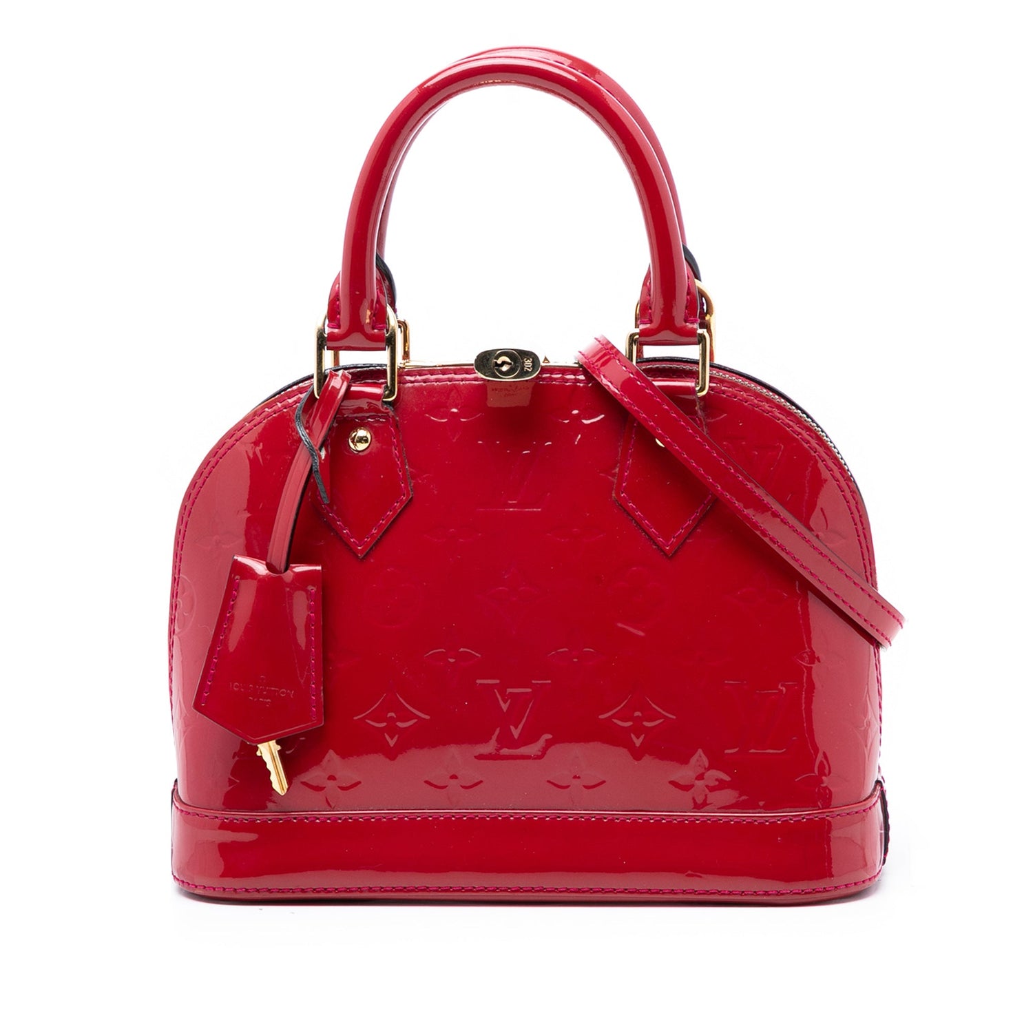 Alma BB Monogram Vernis Strawberry Red