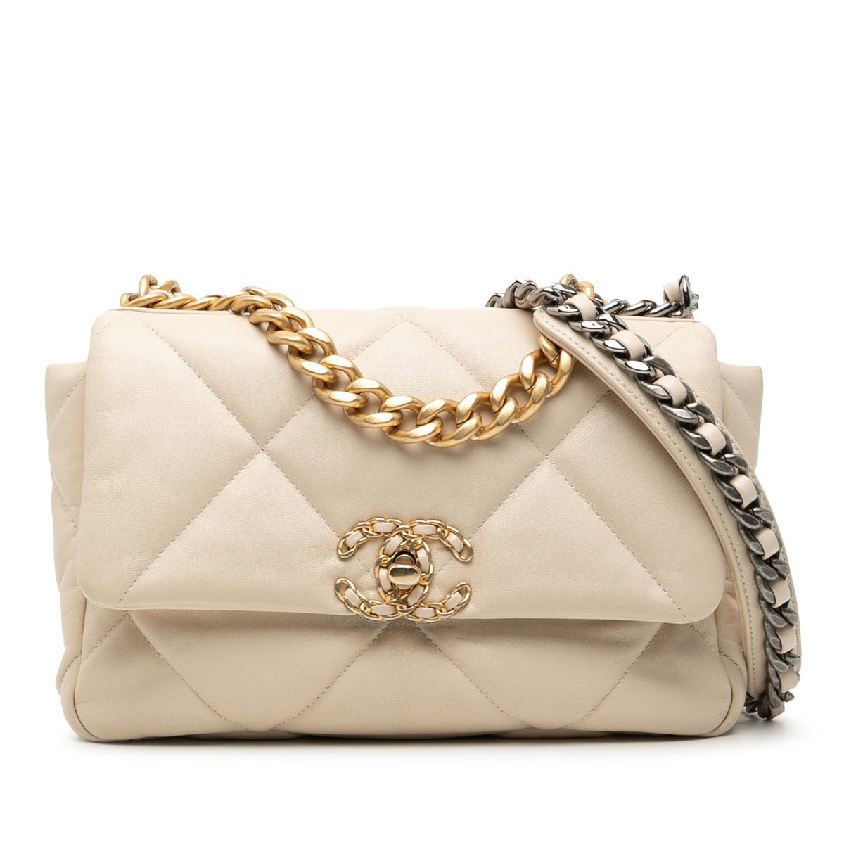 Chanel 19 Medium Flap Beige Lambskin