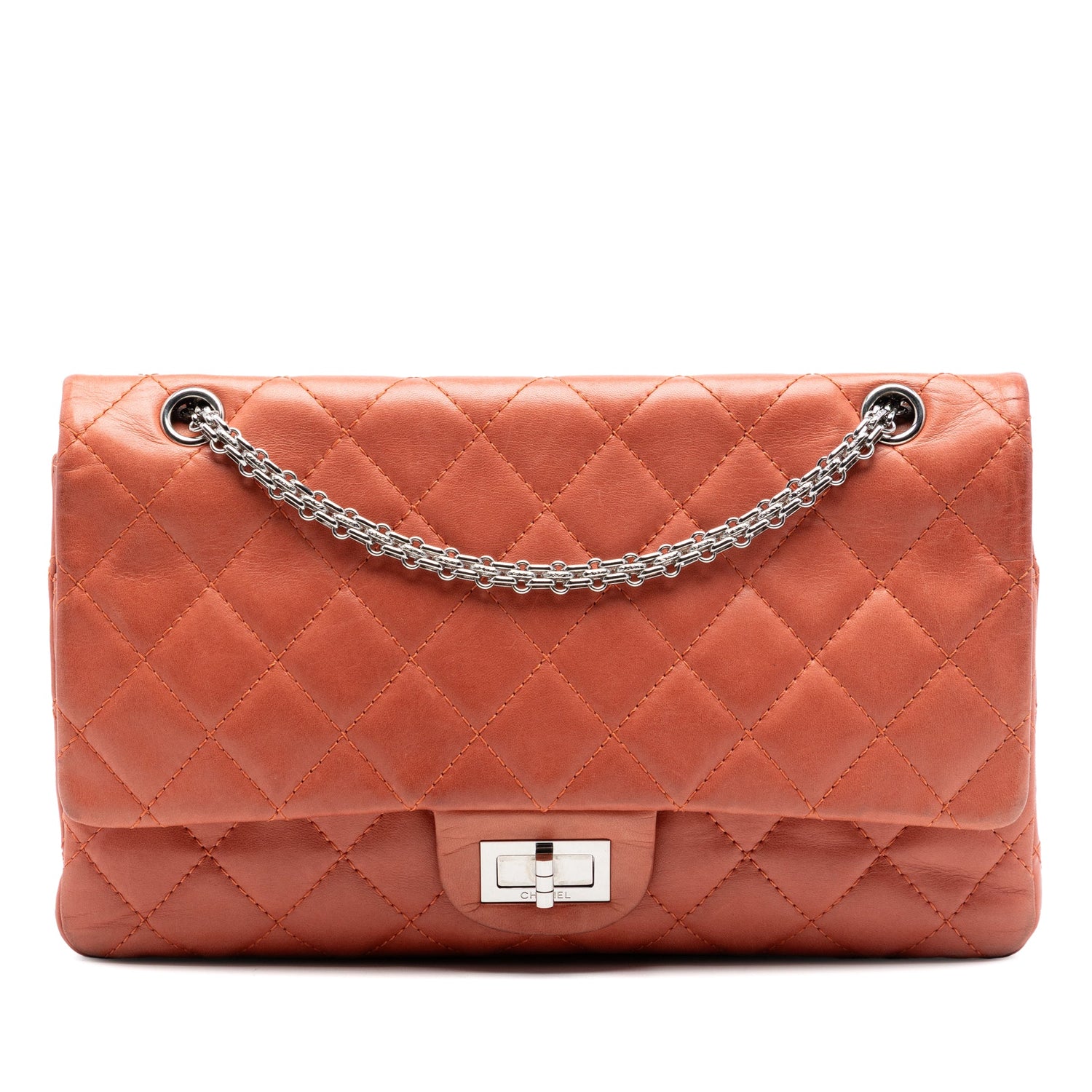 2.55 Reissue Aged Pink Salmon Calfskin Quilted 227 Double Flap Ruthenium