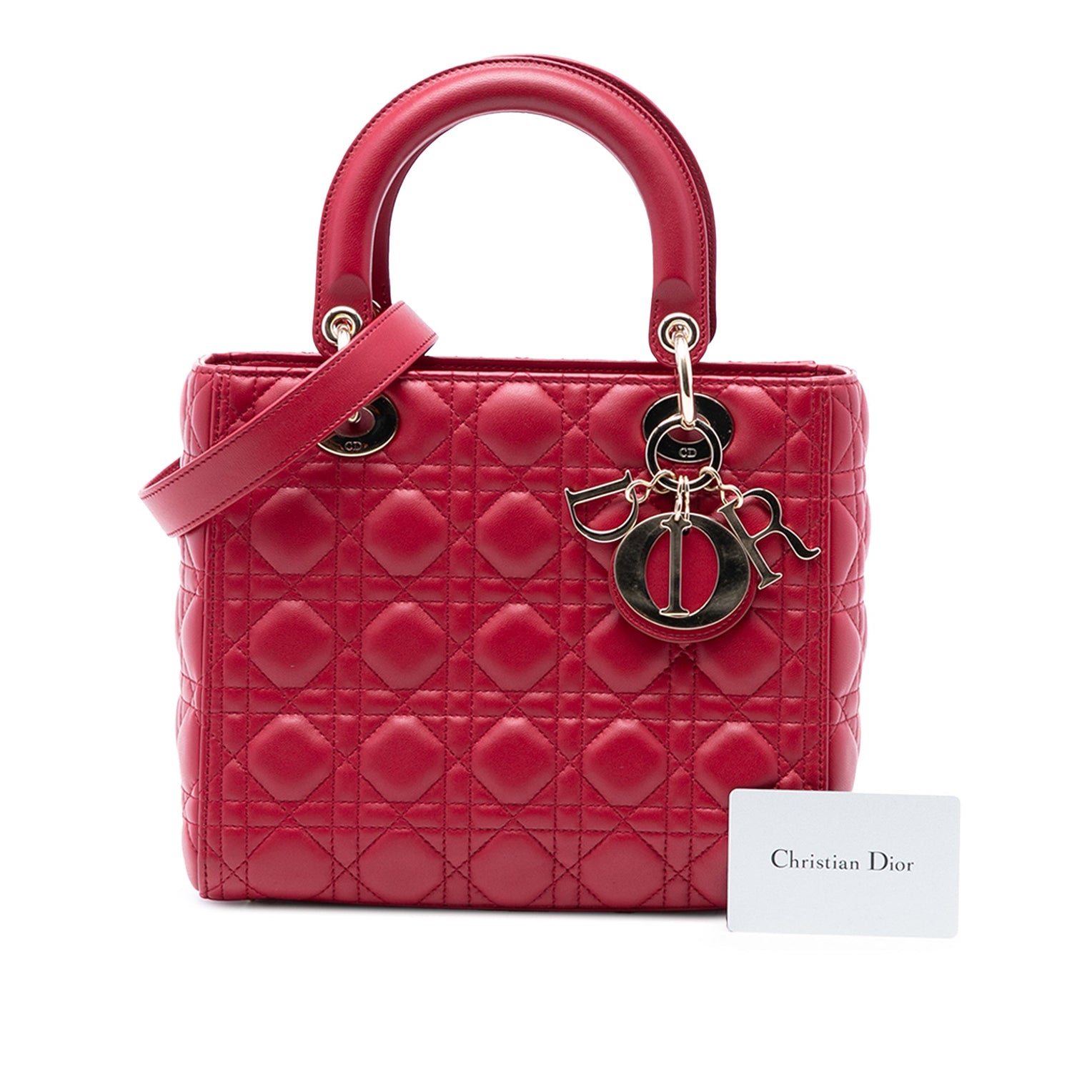 Medium Lady Dior Red Lambskin