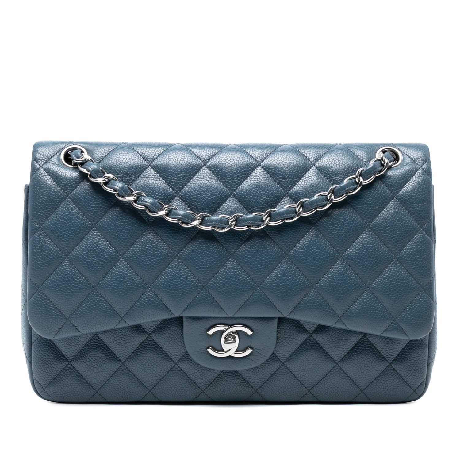 Chanel Jumbo Classic Double Flap Blue Caviar Leather
