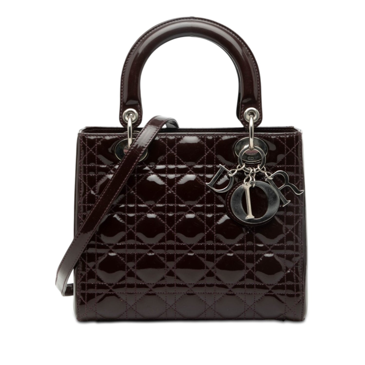 Medium Lady Dior Purple Patent Leather