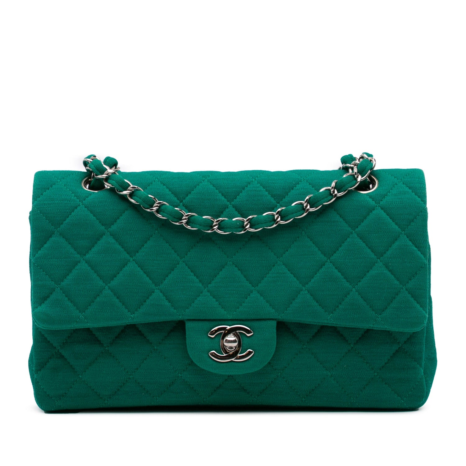 Chanel Medium 11.12 Classic Jersey Double Flap Green