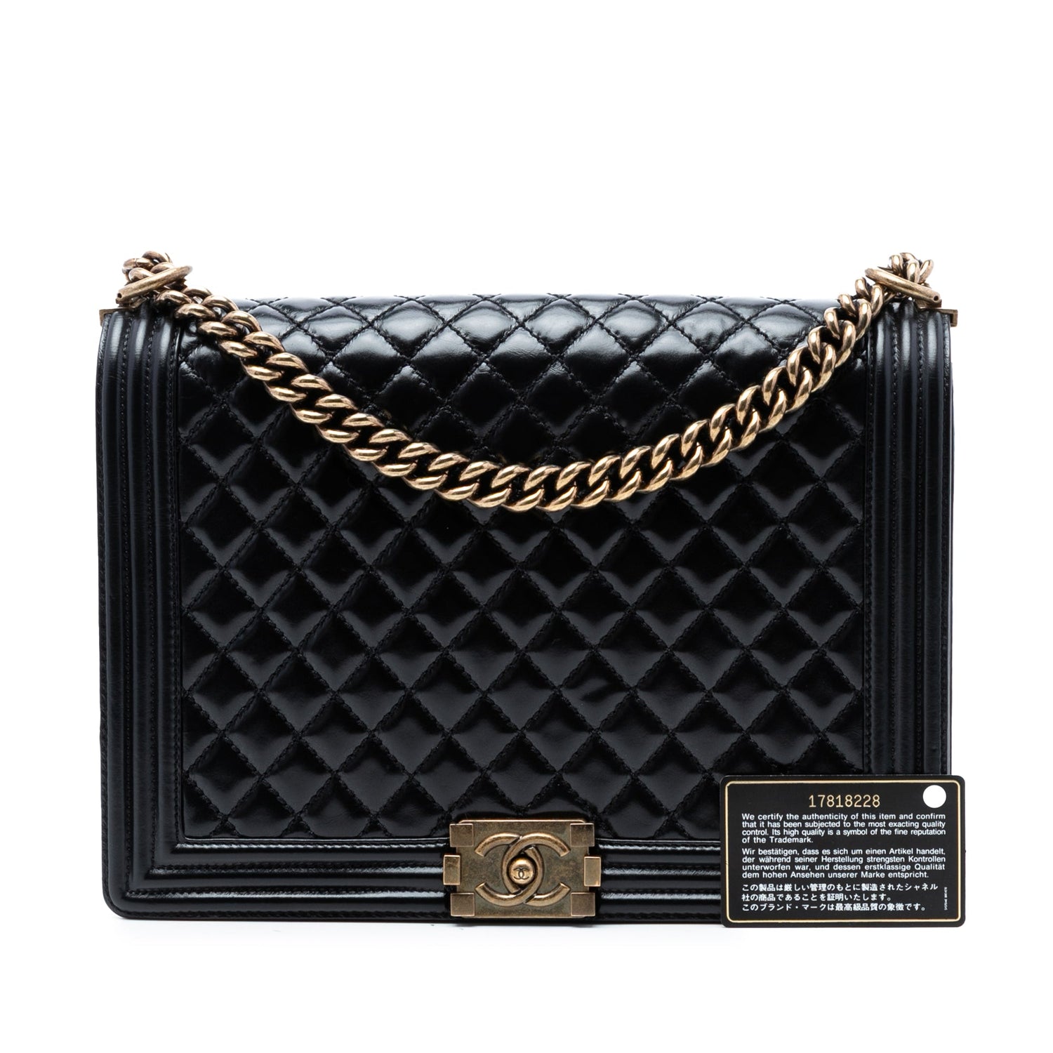 Chanel Boy Large Black Glazed Calfskin