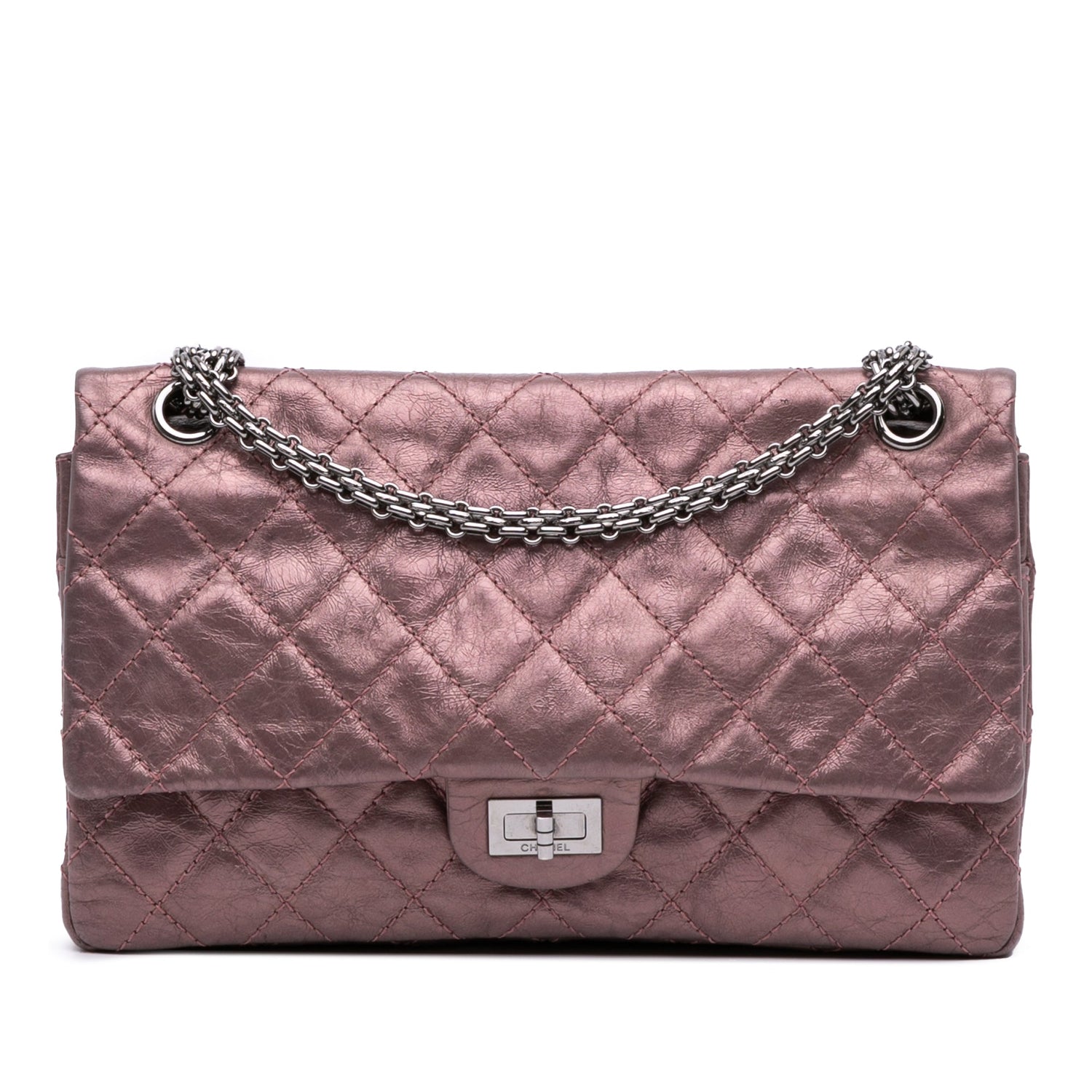 2.55 Reissue Aged Metallic Calfskin Quilted 226 Double Flap Ruthenium