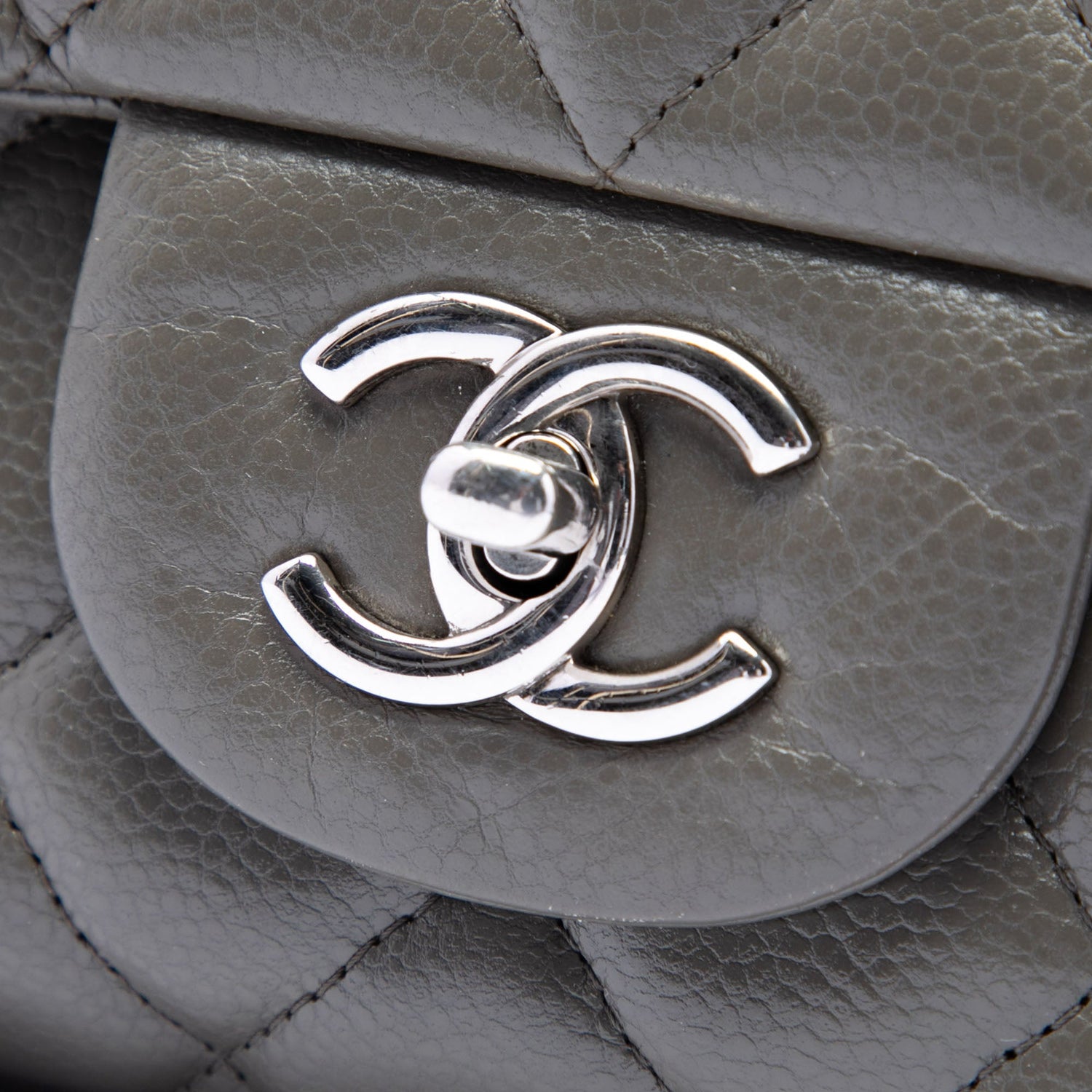 Chanel Maxi Classic Single Flap Grey Caviar Leather