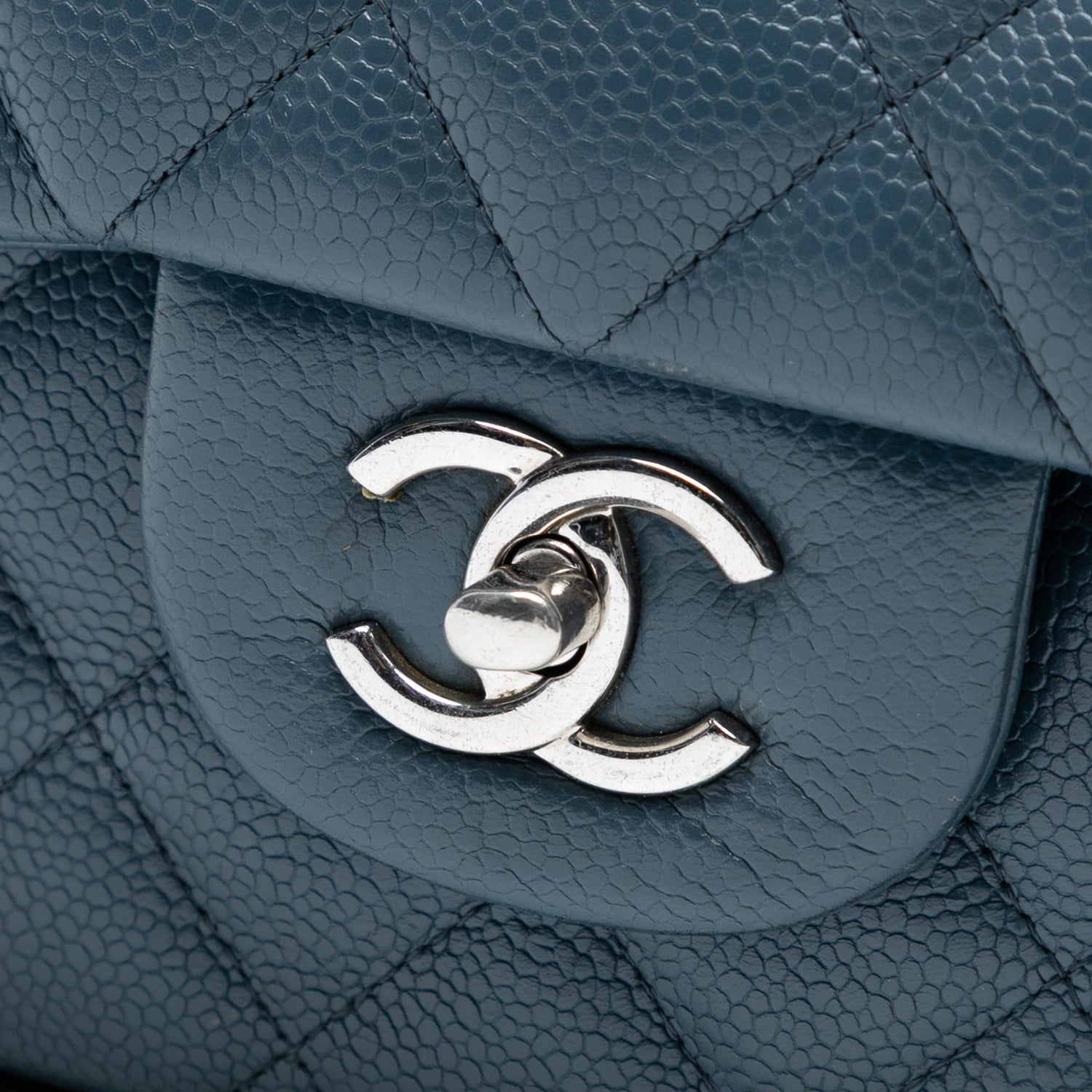 Chanel Jumbo Classic Double Flap Blue Caviar Leather