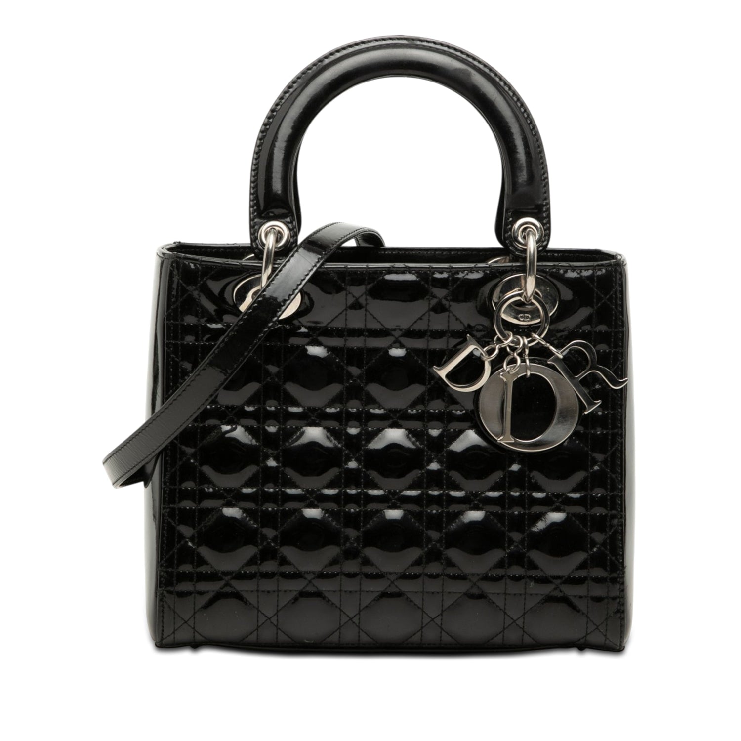 Medium Lady Dior Black Patent Leather