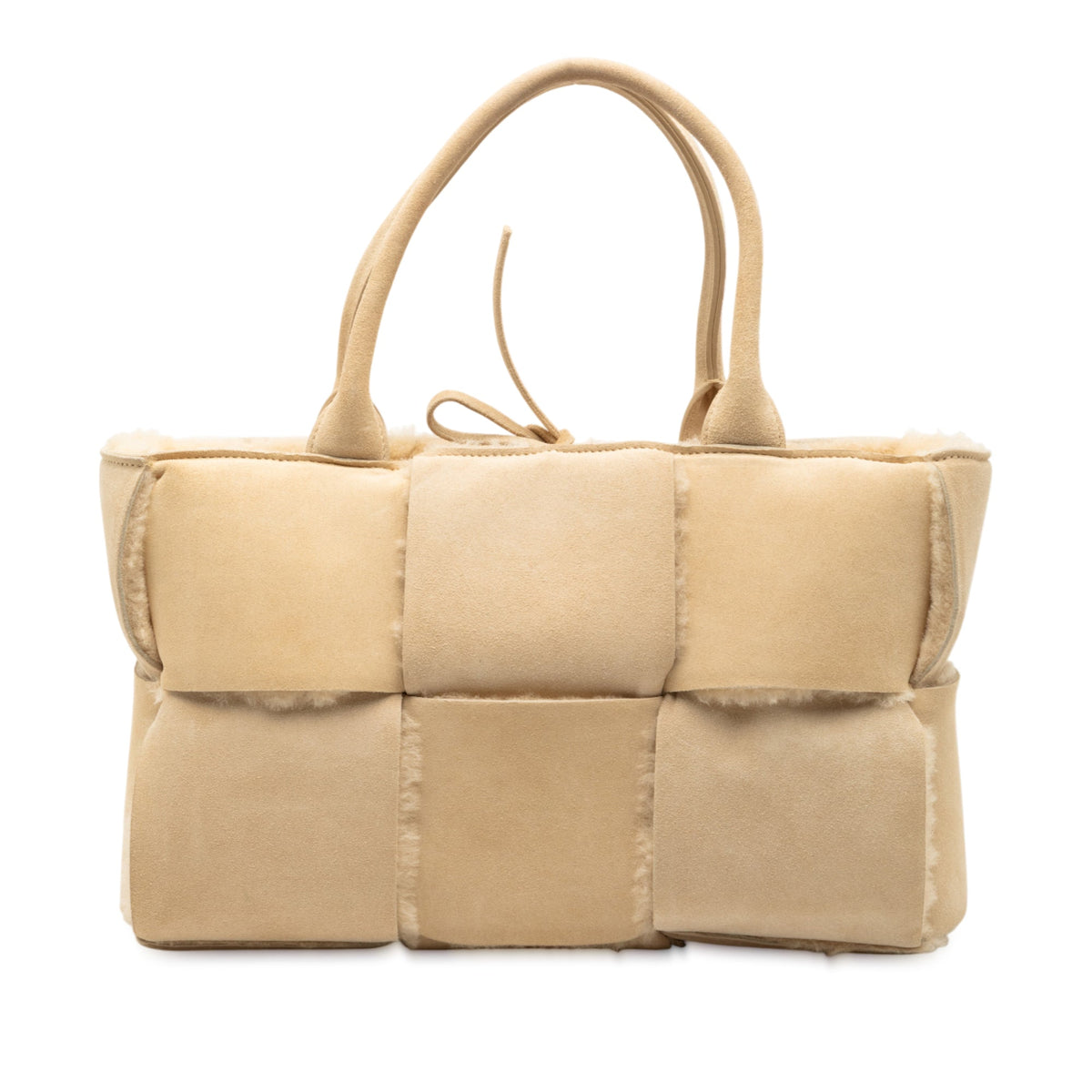 Bottega Veneta Small Arco Tote Beige Suede Sherling