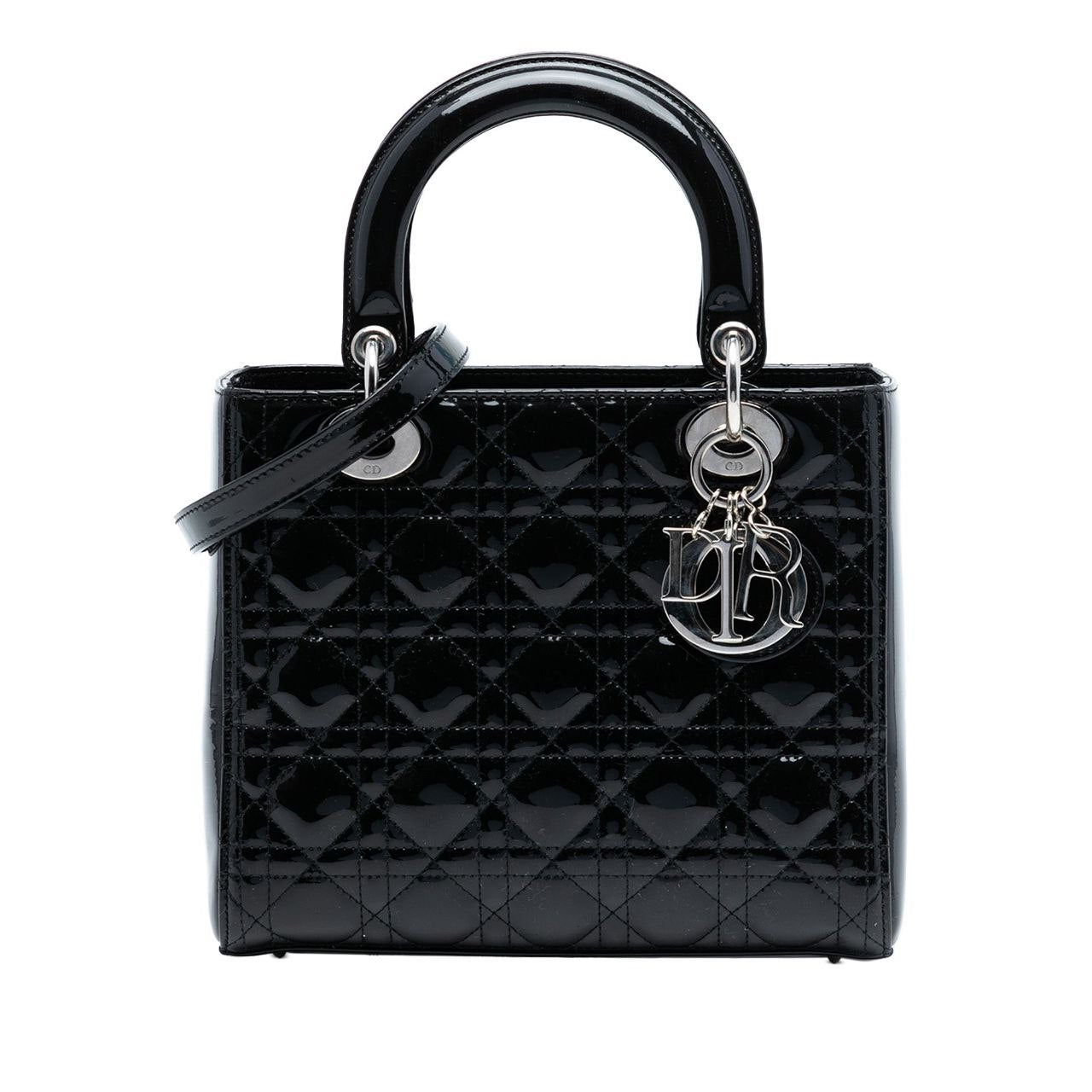 Medium Lady Dior Black Patent Leather