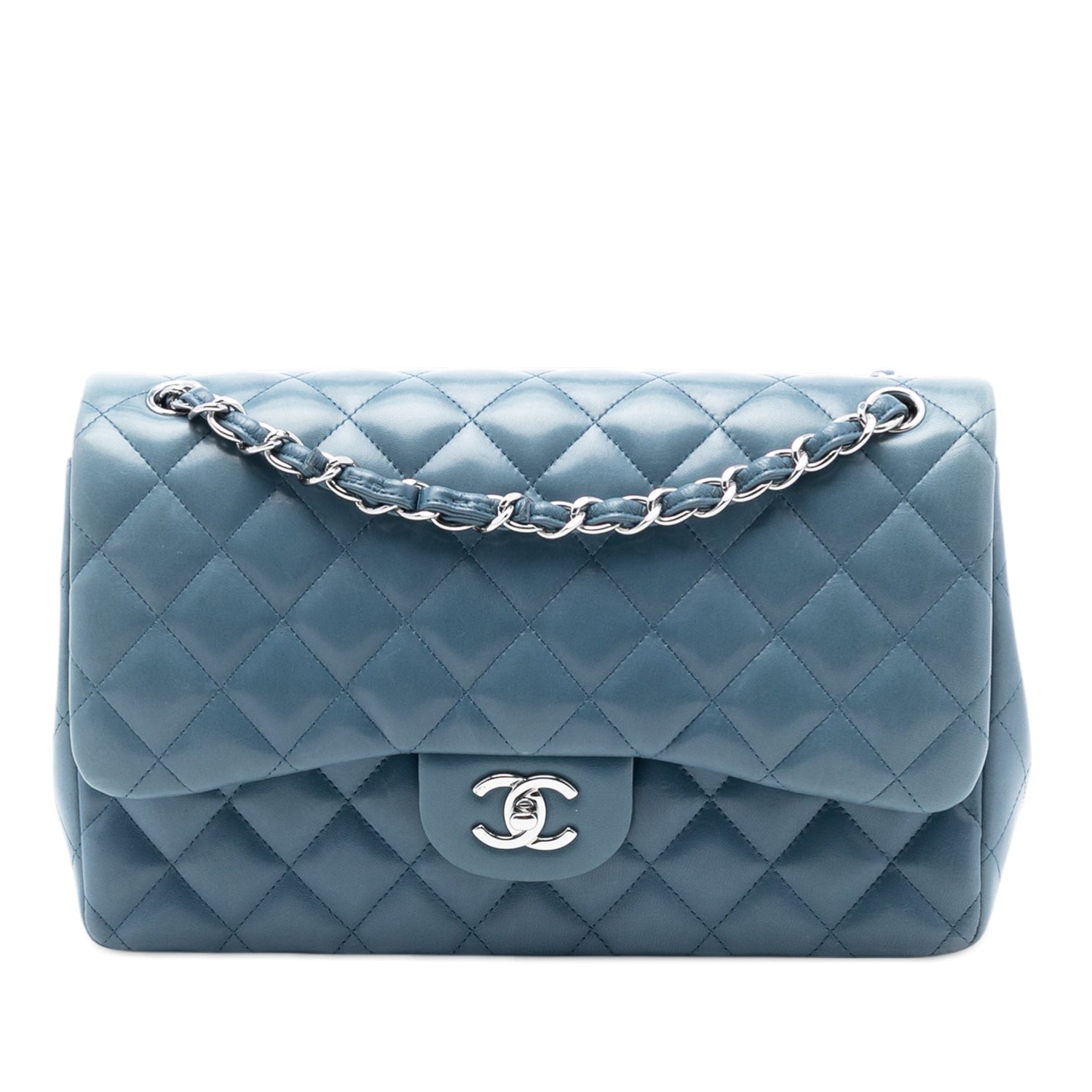 Chanel Jumbo Classic Double Flap Blue Turquoise + Card