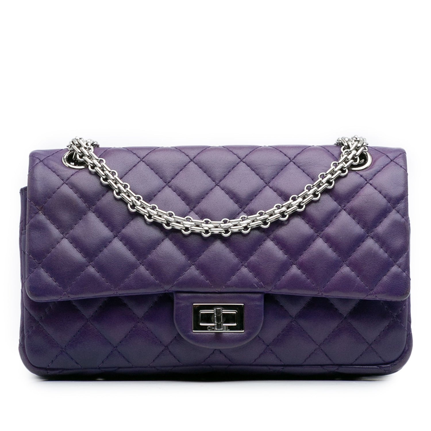 2.55 Reissue Purple Lambskin Quilted 225 Double Flap Ruthenium