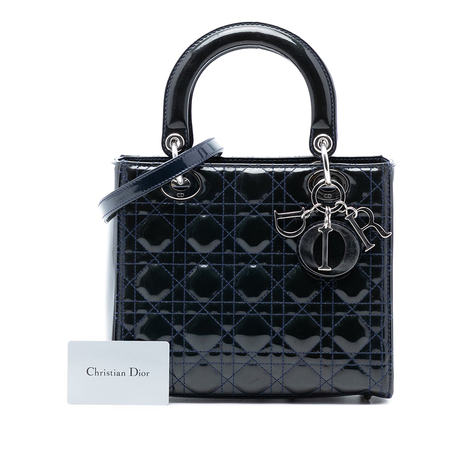 Medium Lady Dior Dark Blue Patent Leather