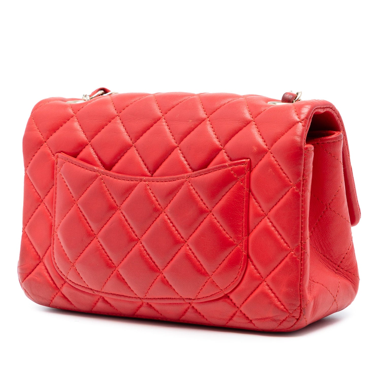 Chanel Mini Rectangular Classic Lambskin Single Flap Red Gold