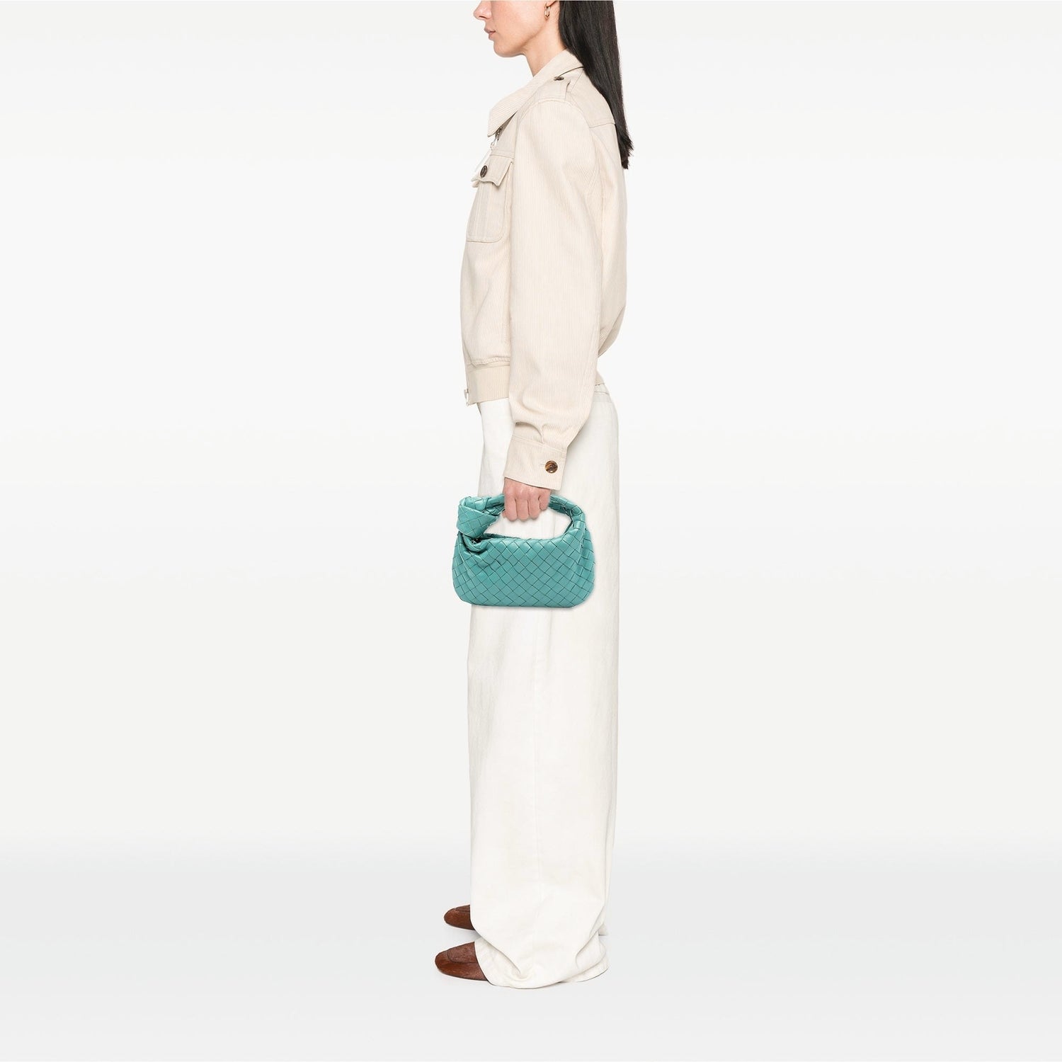 BV Mini Jodie Turquoise Intrecciato Lambskin