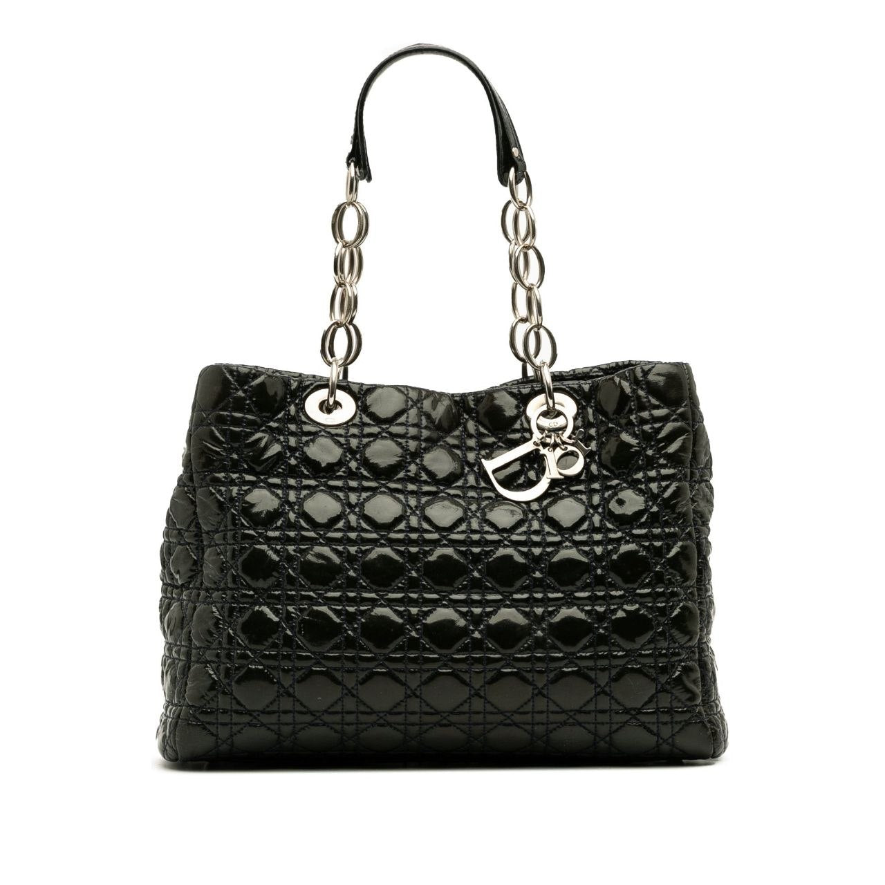 Large Shopping Lady Dior Patent Blue