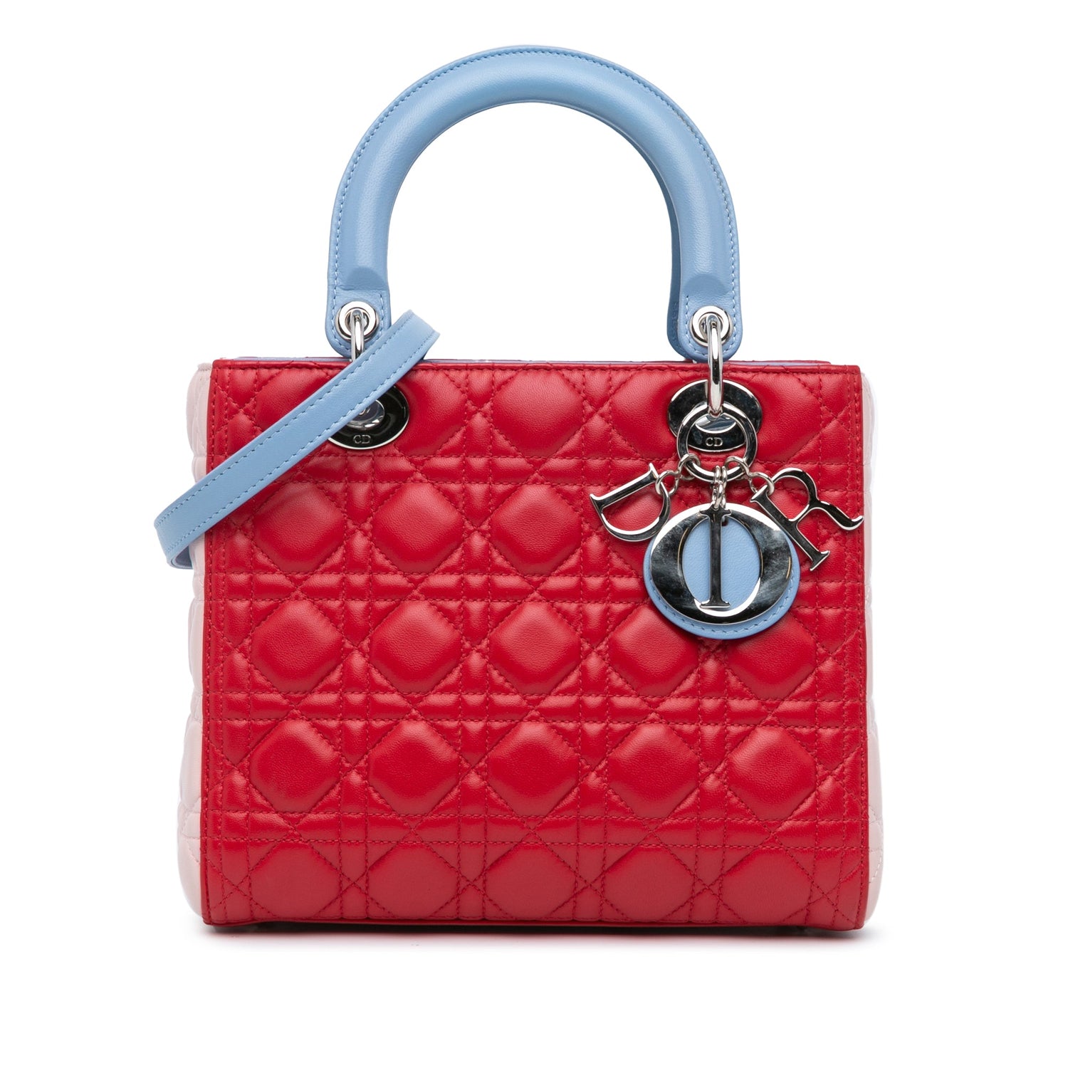 Medium Lady Dior Tricolor Pink/Blue Lambskin