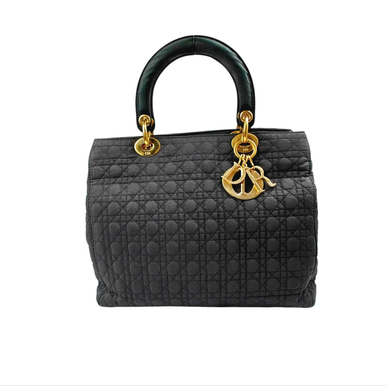 Medium Lady Dior Black Nylon