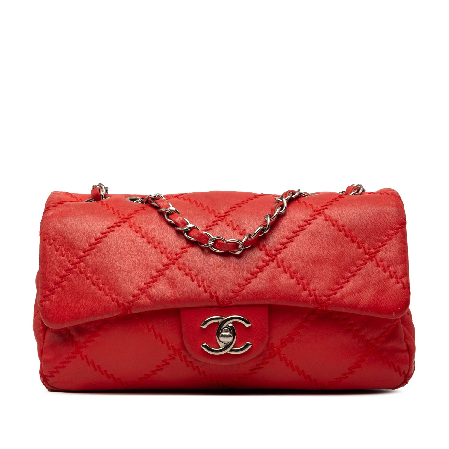 Chanel Flap Ultimate Quilted Stich Red Lambskin