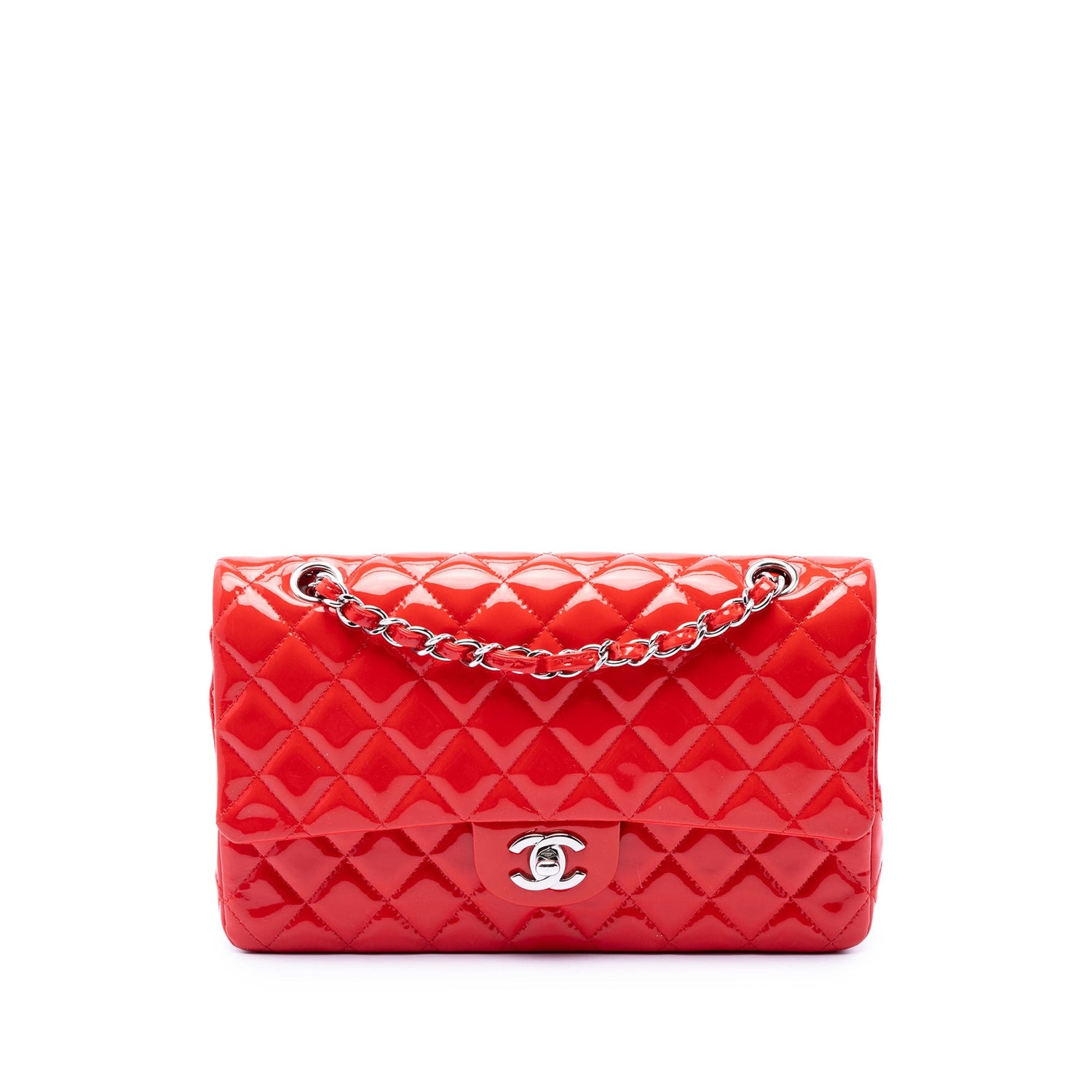 Chanel Medium 11.12 Classic Patent Double Flap Red