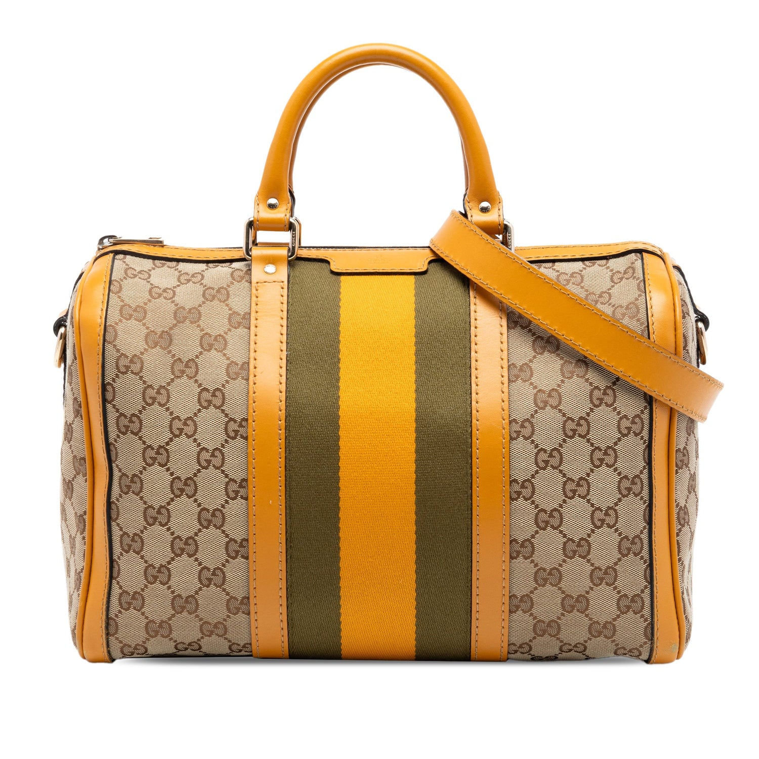 Gucci Medium Boston Joy Web Yellow Canvas GG