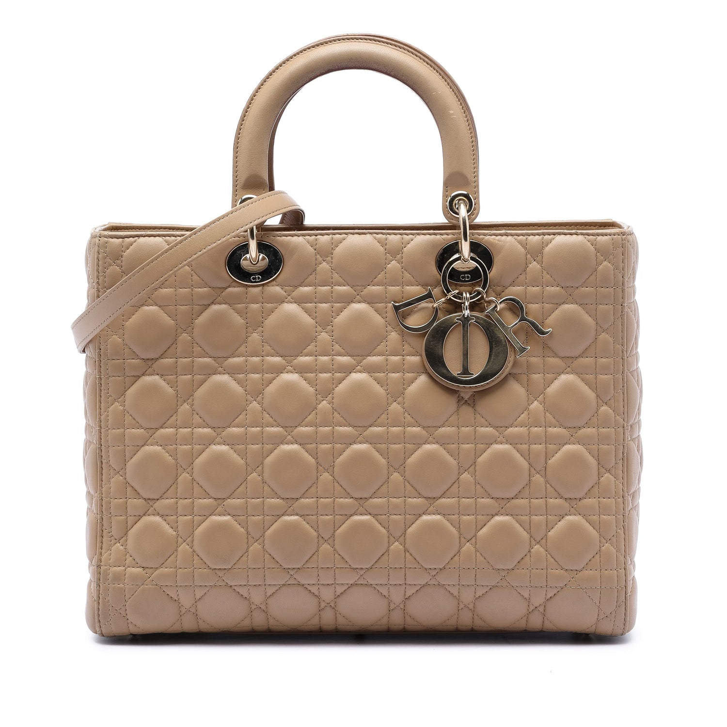 Large Lady Dior Beige Lambskin