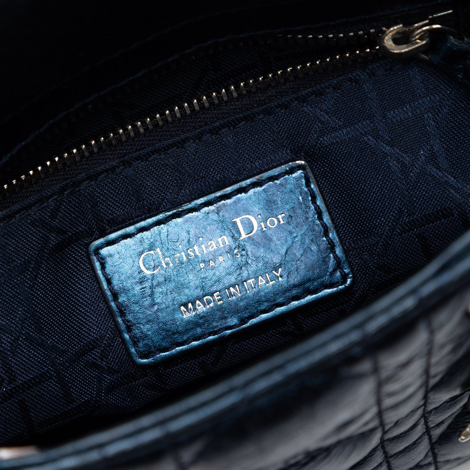 Mini Lady Dior Blue Iridescent Lambskin