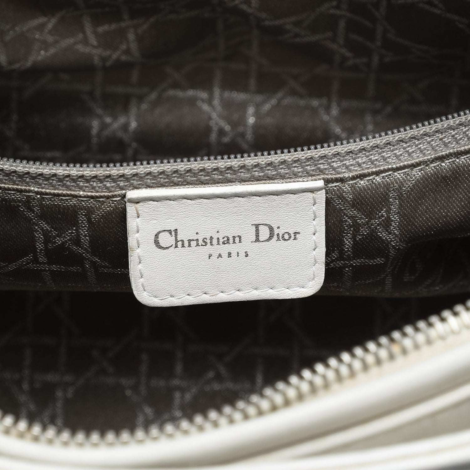 Large Lady Dior Silver Studded Cannage White Lambskin