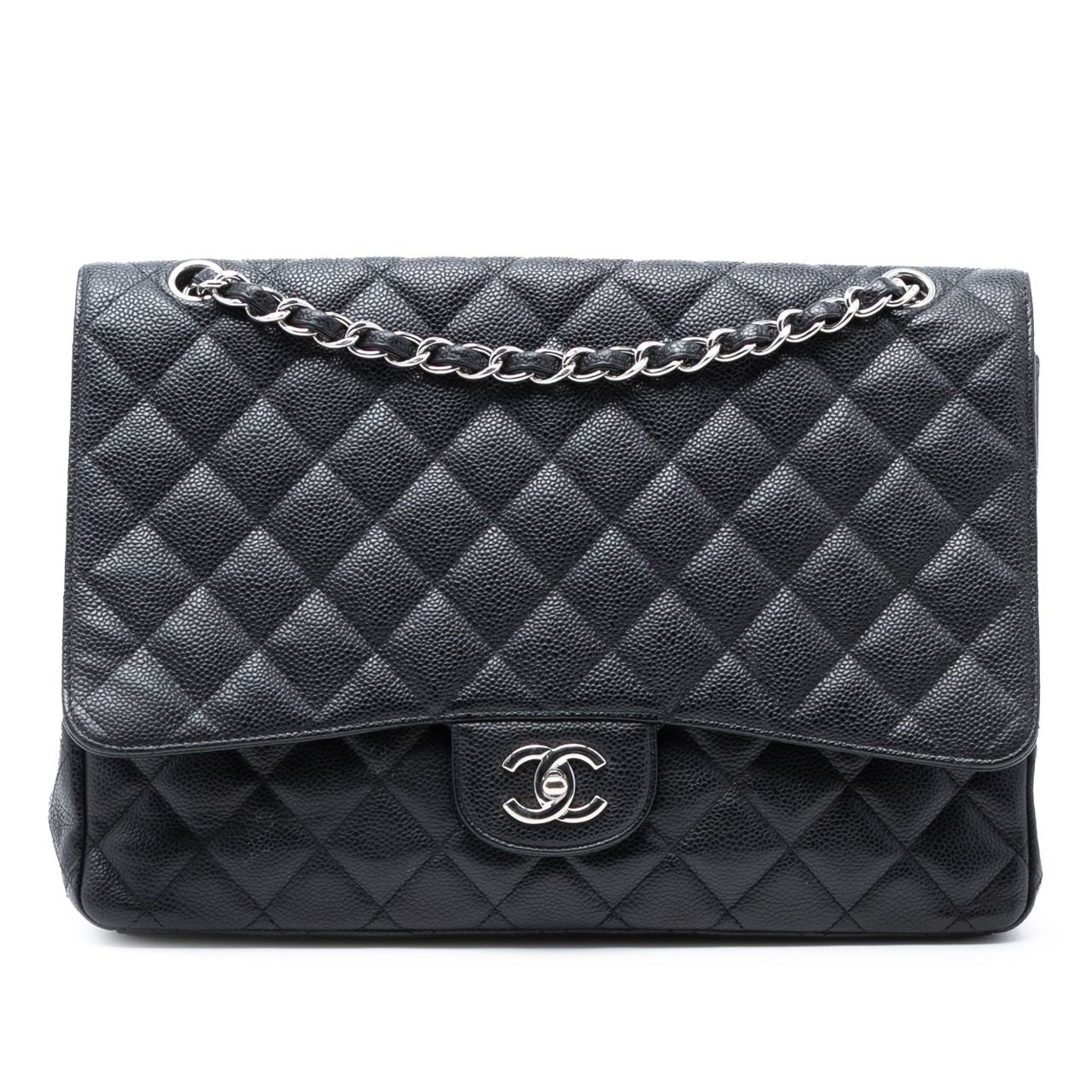 Chanel Maxi Classic Single Flap Black Caviar Leather