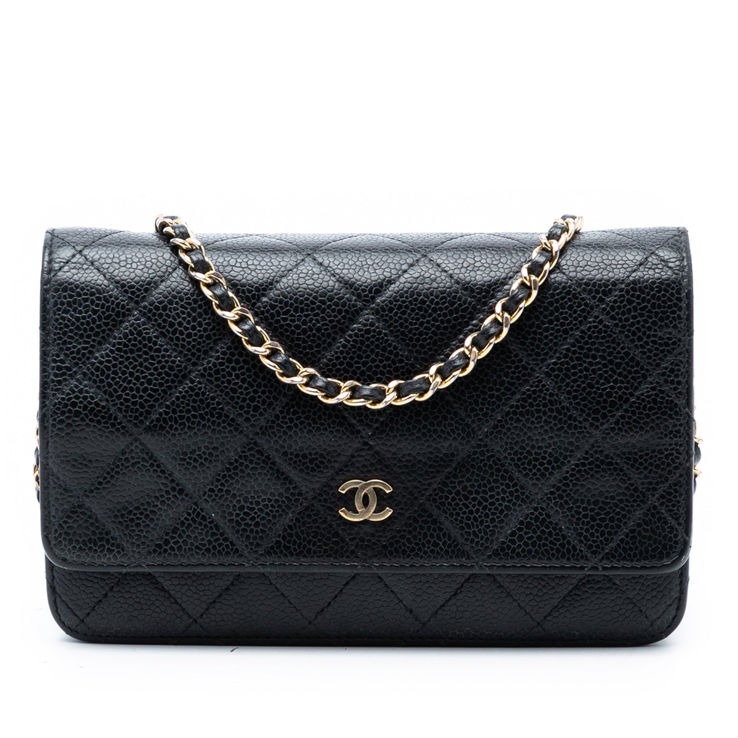 Wallet On Chain CC Quilted Caviar Black
