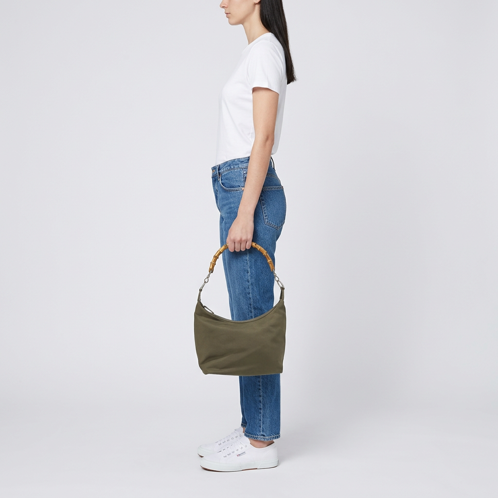 Gucci Small Bamboo Nylon Kaki