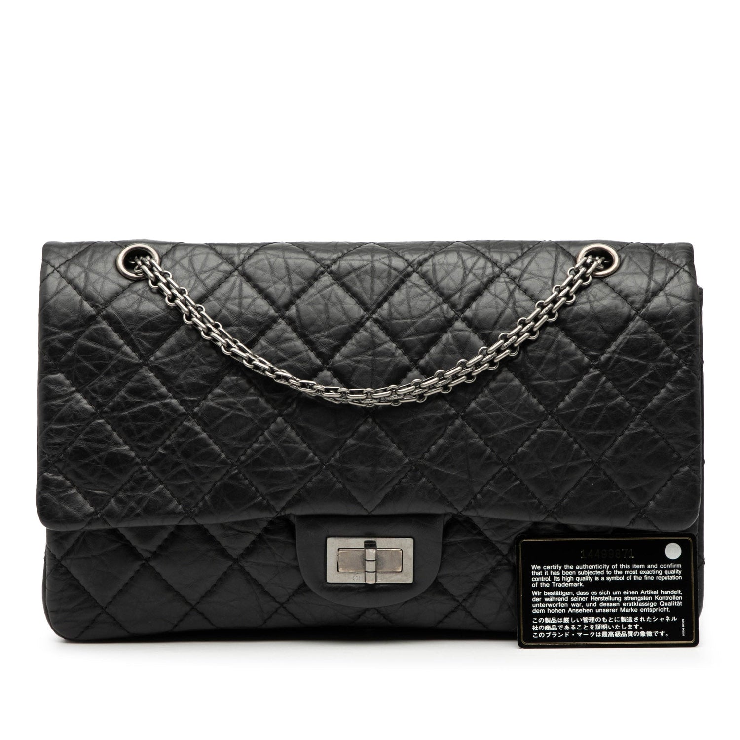 2.55 Reissue Aged Calfskin Quilted 227 Double Flap Black Ruthenium