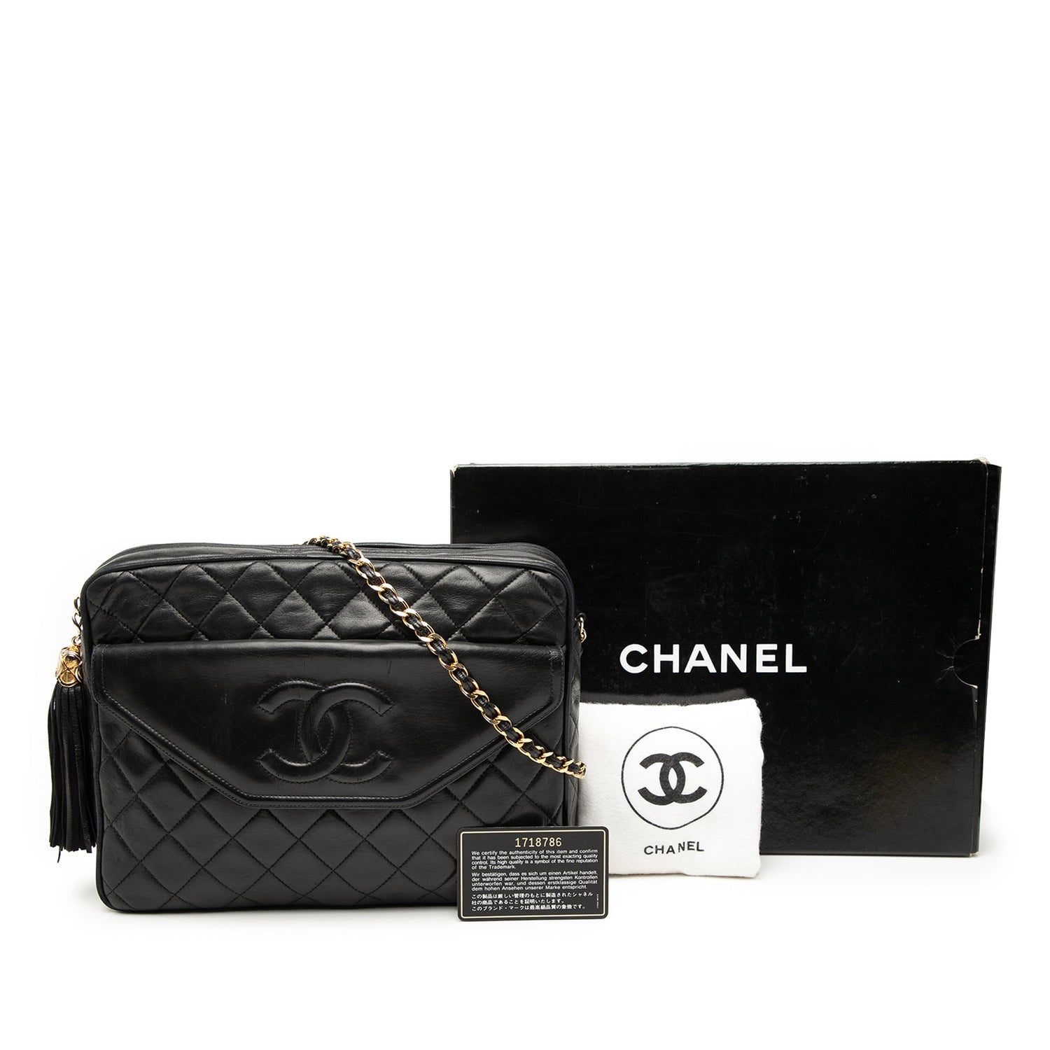 Chanel CC Tassel Crossbody Black Lambskin