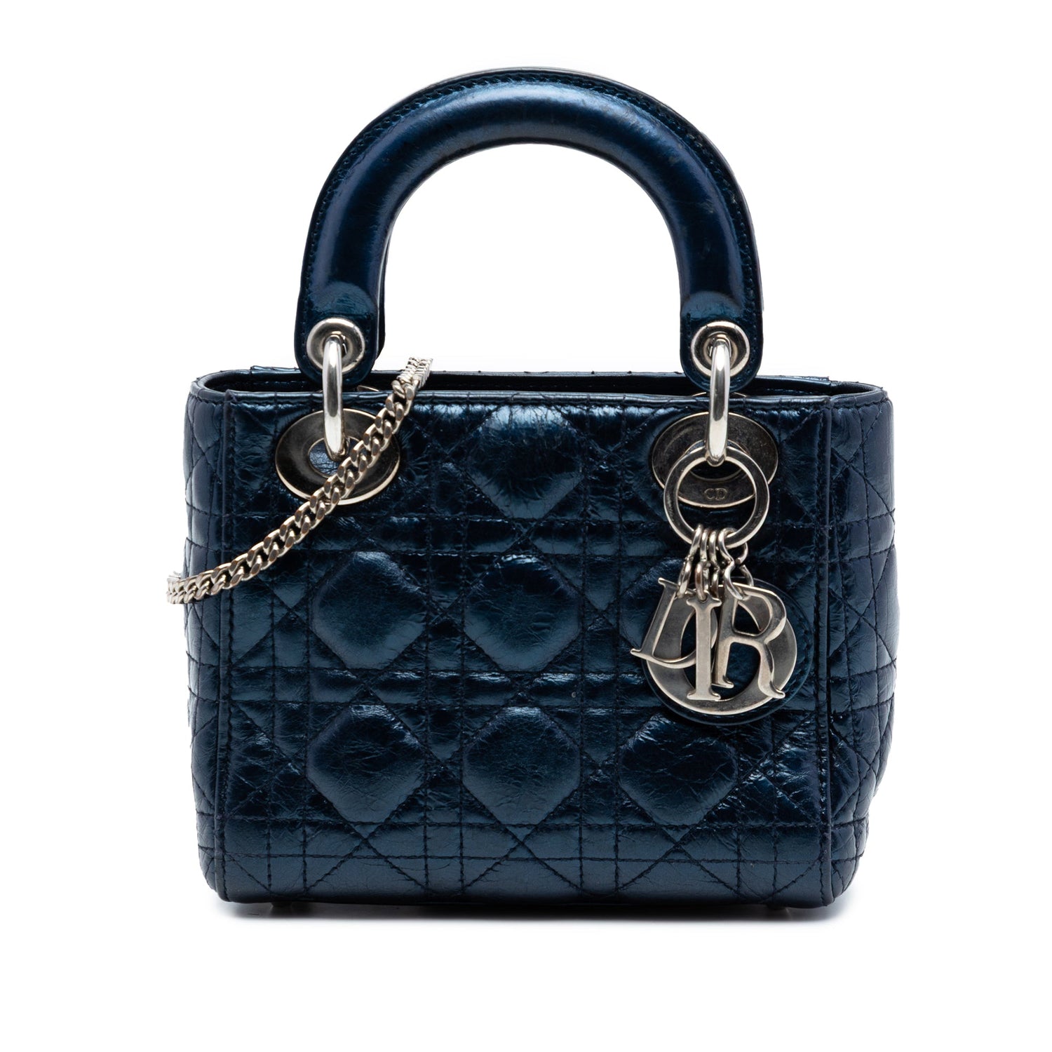 Mini Lady Dior Blue Iridescent Lambskin