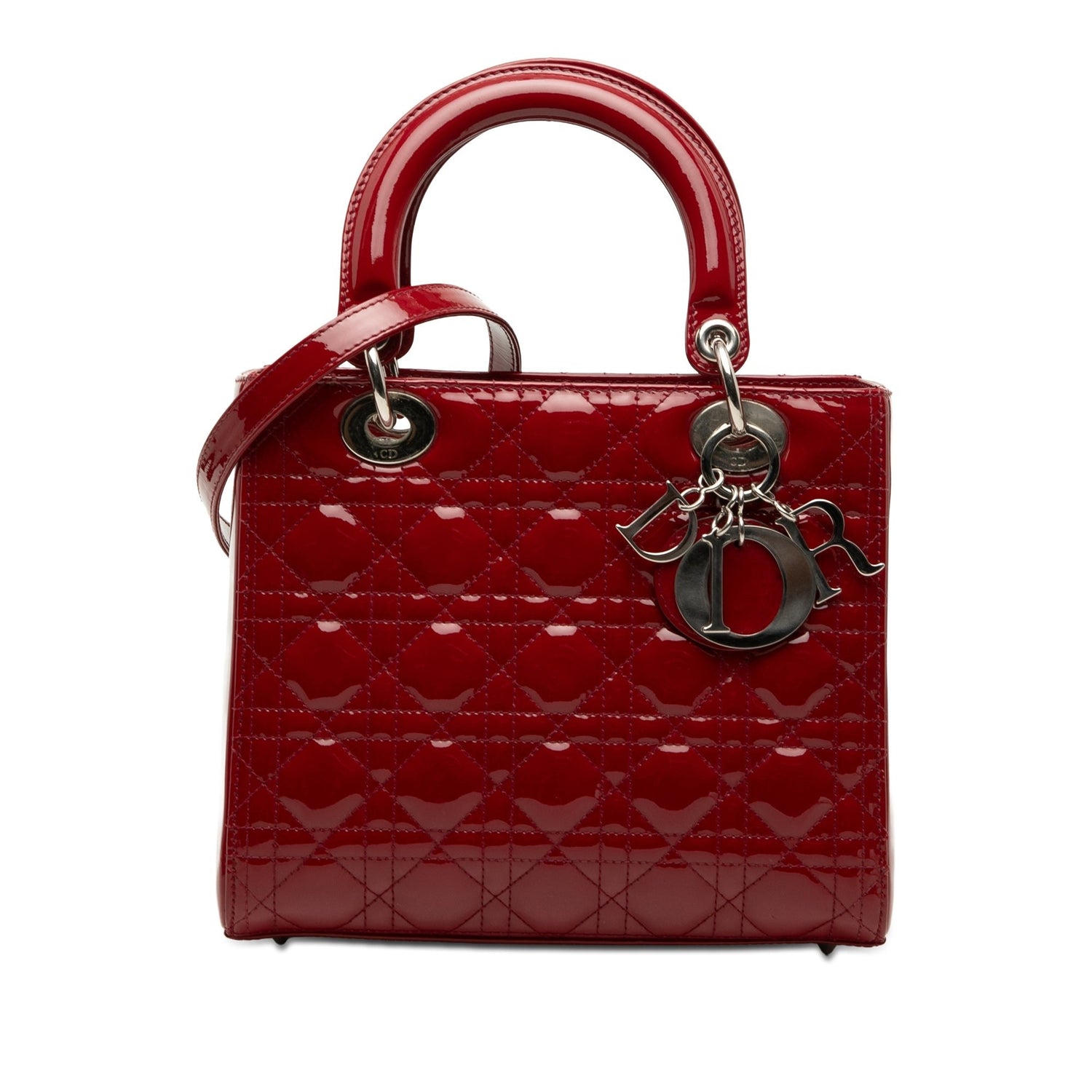 Medium Lady Dior Red Patent Leather