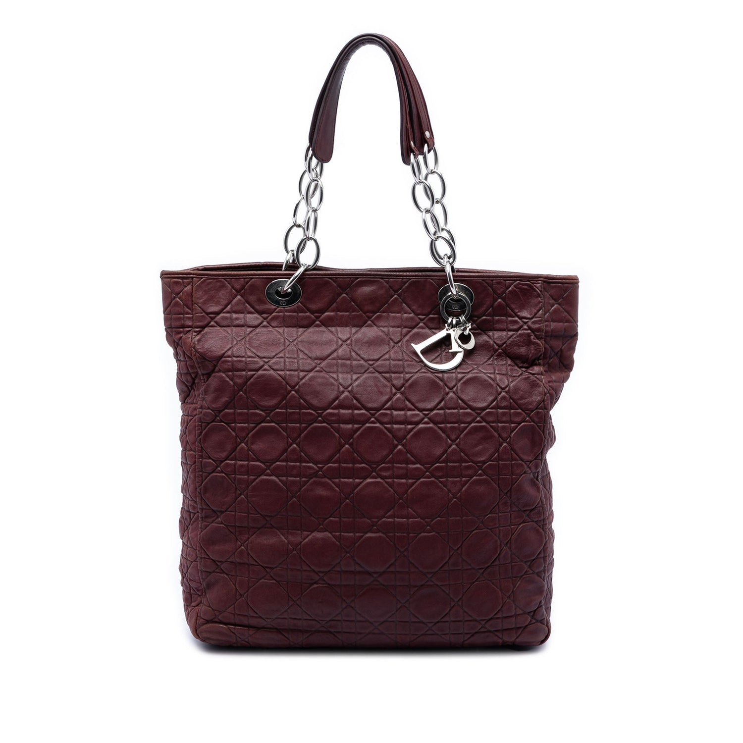 Lady Dior Soft Shopping Tote Burgundy Cannage Lambskin