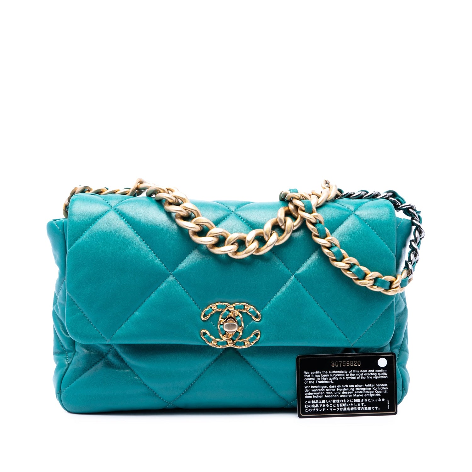 Chanel 19 Large Flap Turquoise Lambskin