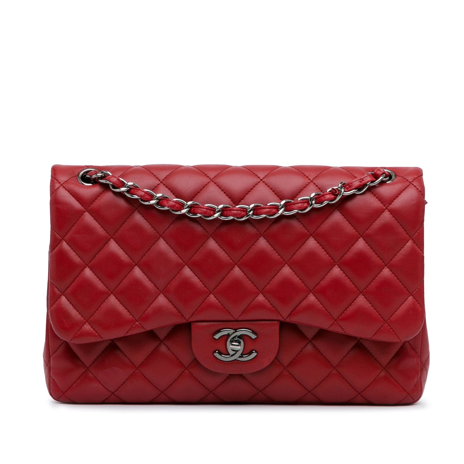 Chanel Jumbo Classic Lambskin Double Flap Red