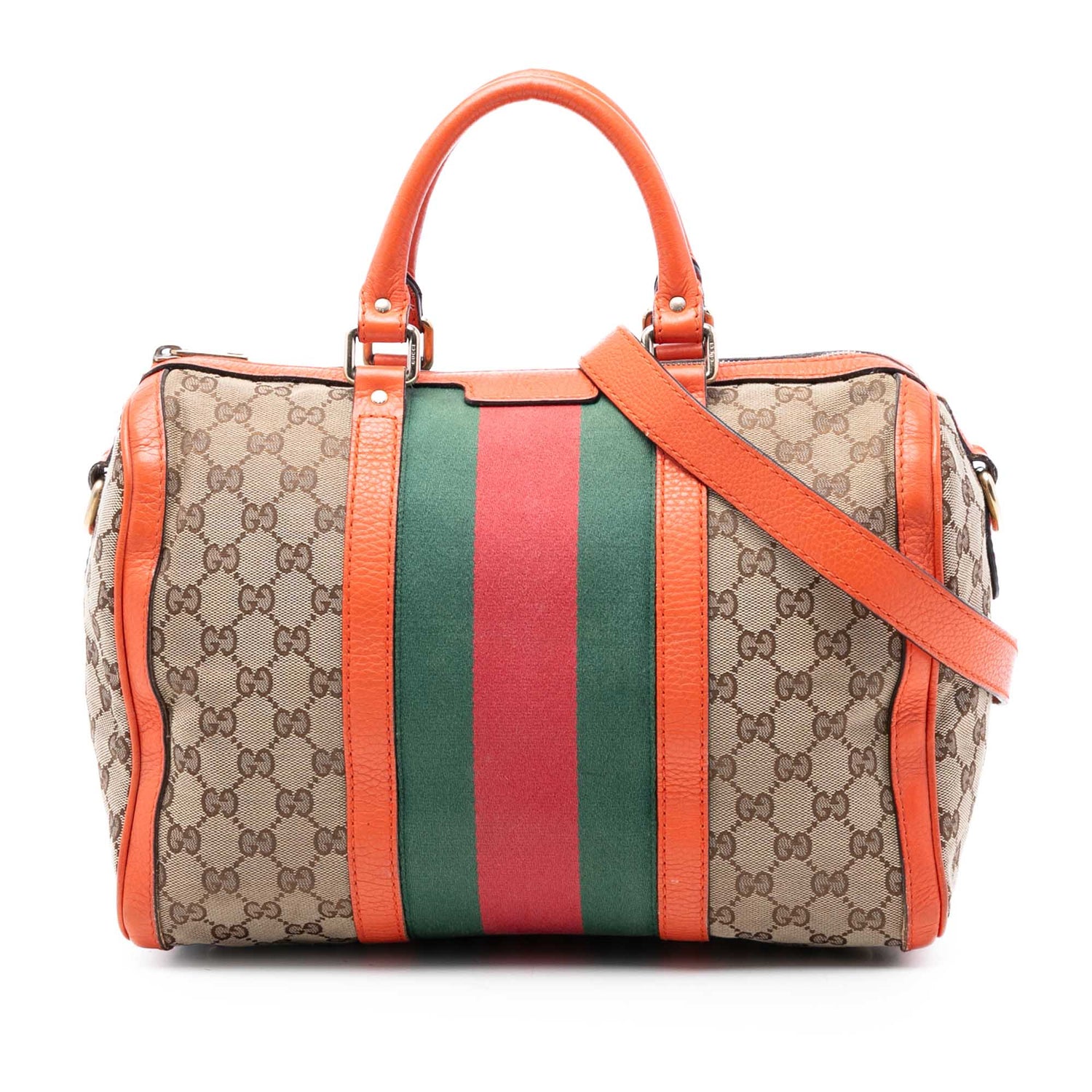 Gucci Medium Boston Joy Web Orange Canvas GG