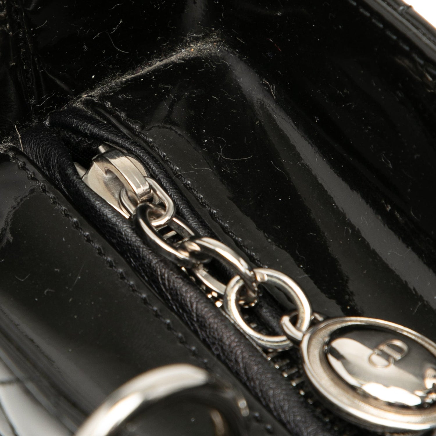 Large Lady Dior Black Patent Leather