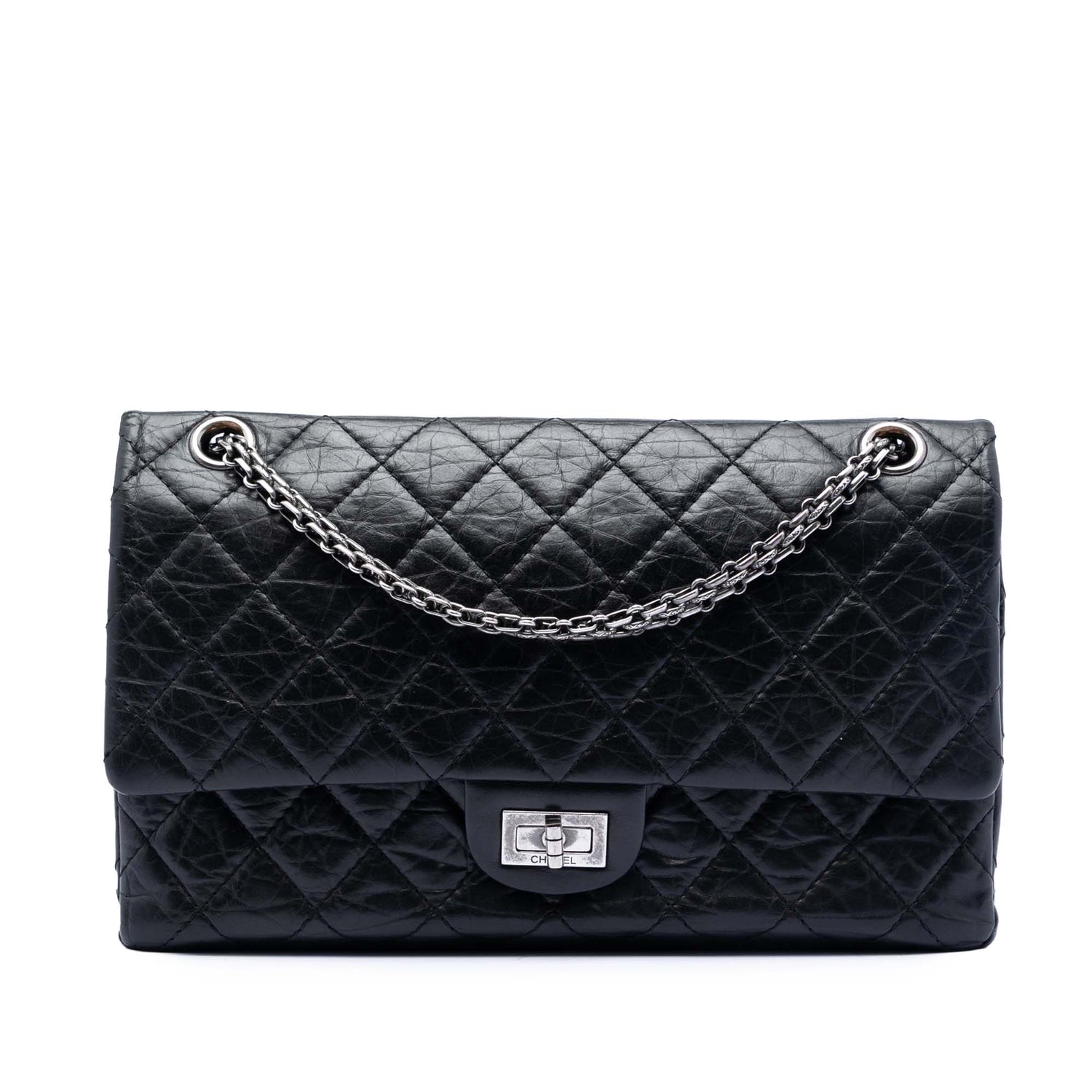 2.55 Reissue Aged Calfskin Quilted 226 Double Flap Black Ruthenium