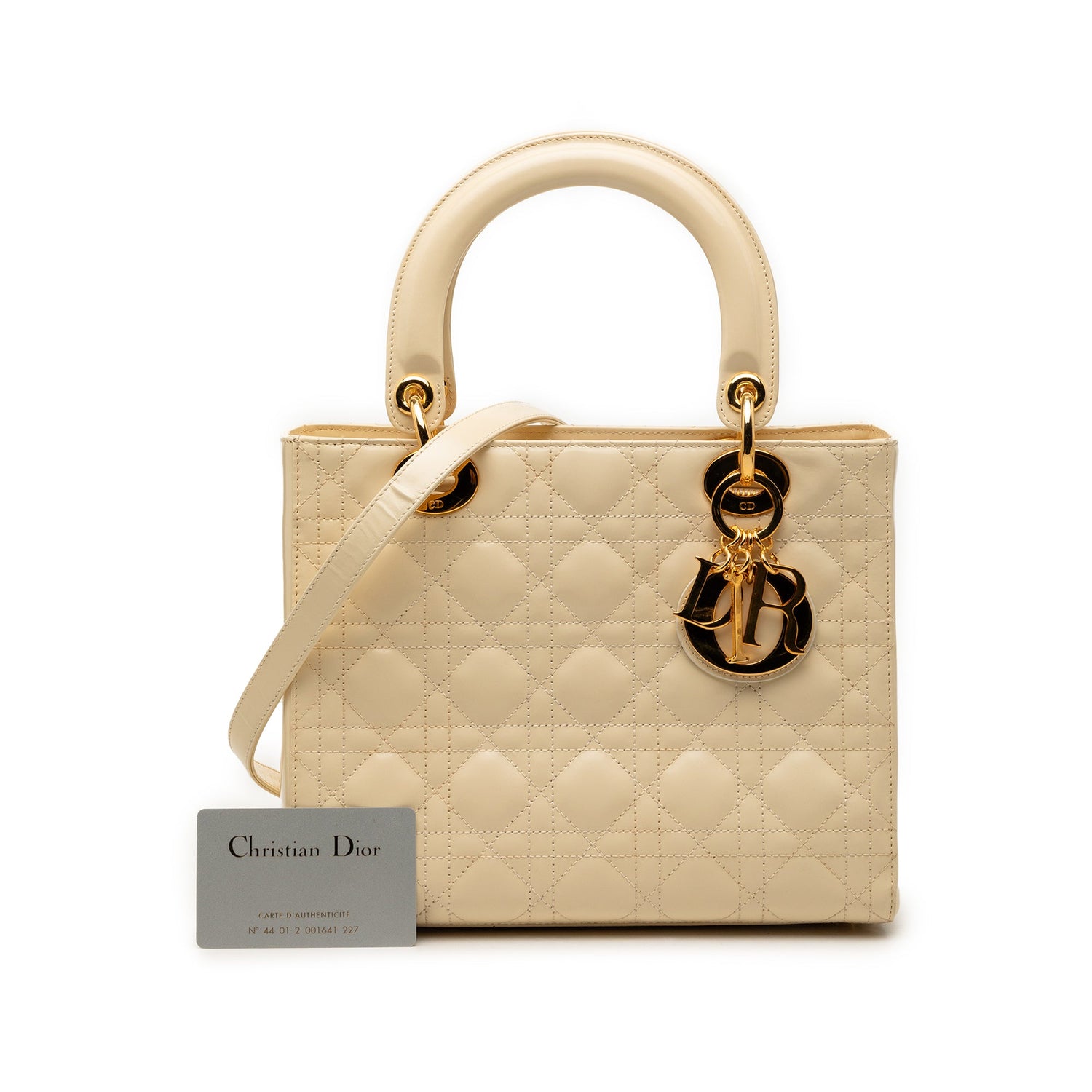 Medium Lady Dior Cream Patent Leather