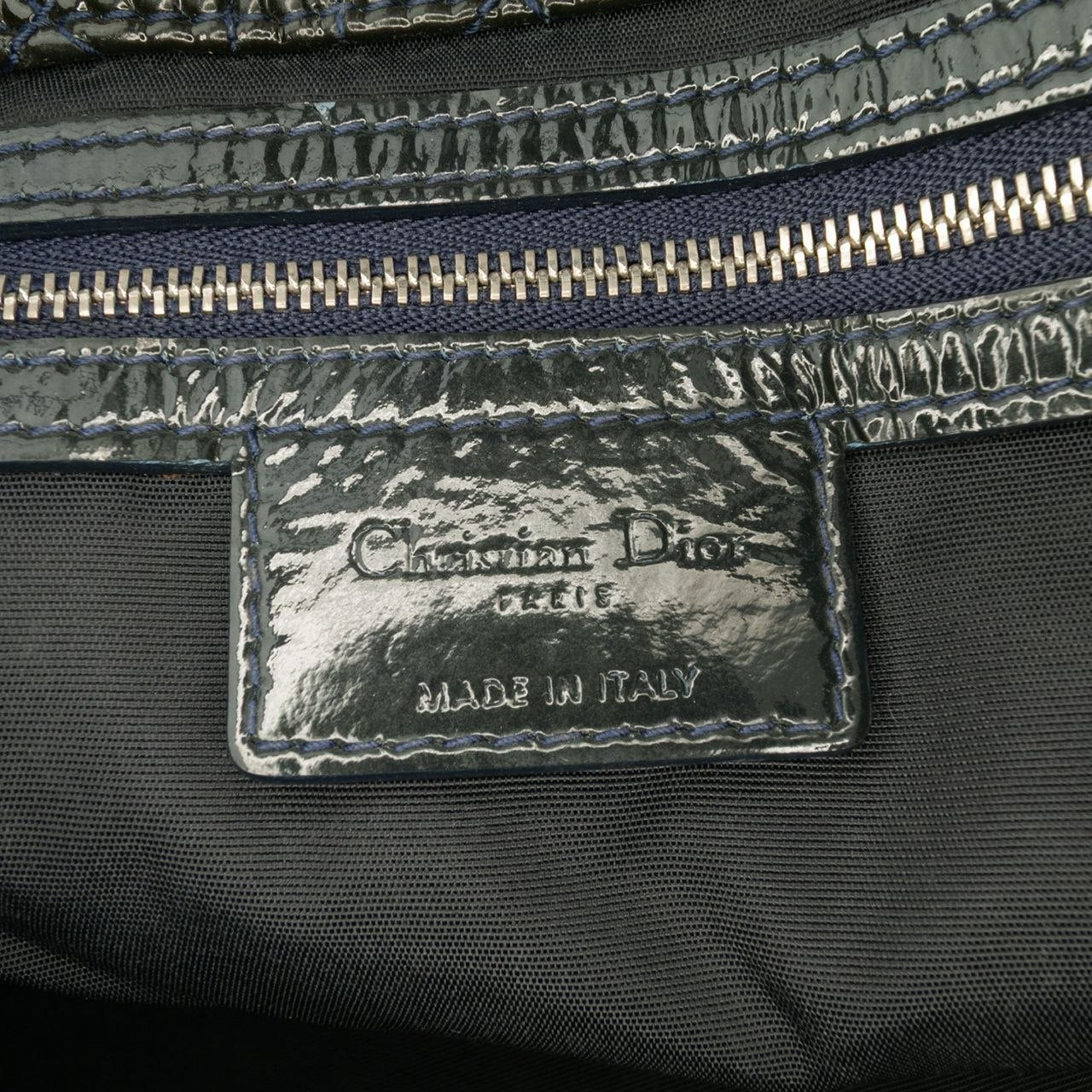 Large Shopping Lady Dior Patent Blue