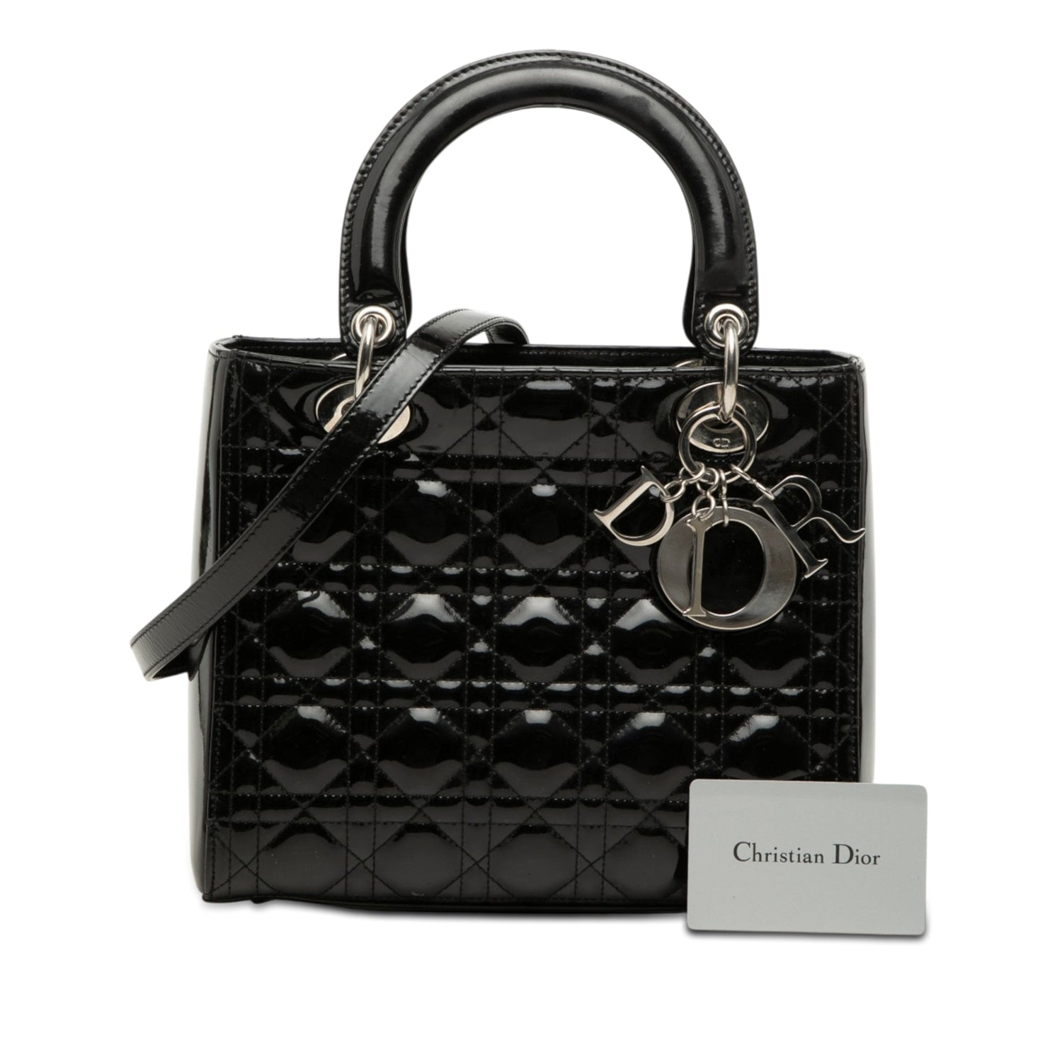 Medium Lady Dior Black Patent Leather